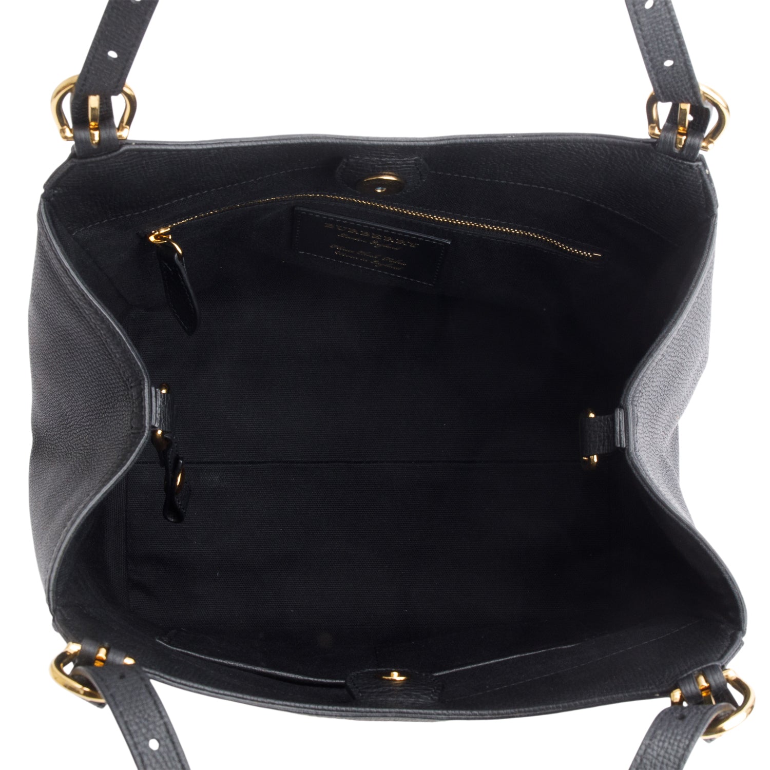 Burberry Black Grainy Calfskin House Check Small Canterbury Tote