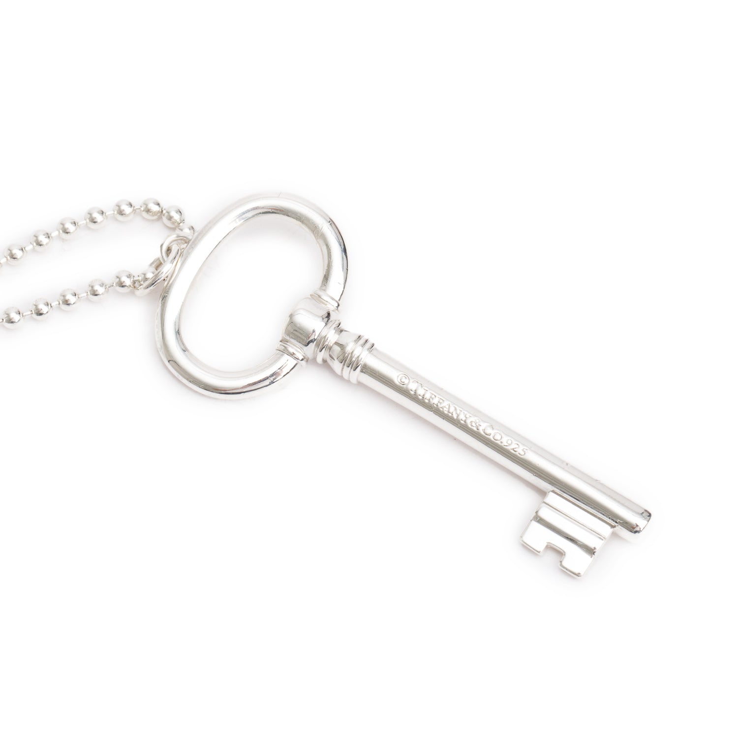 Tiffany & Co. Sterling Silver Large Oval Key Pendant Necklace