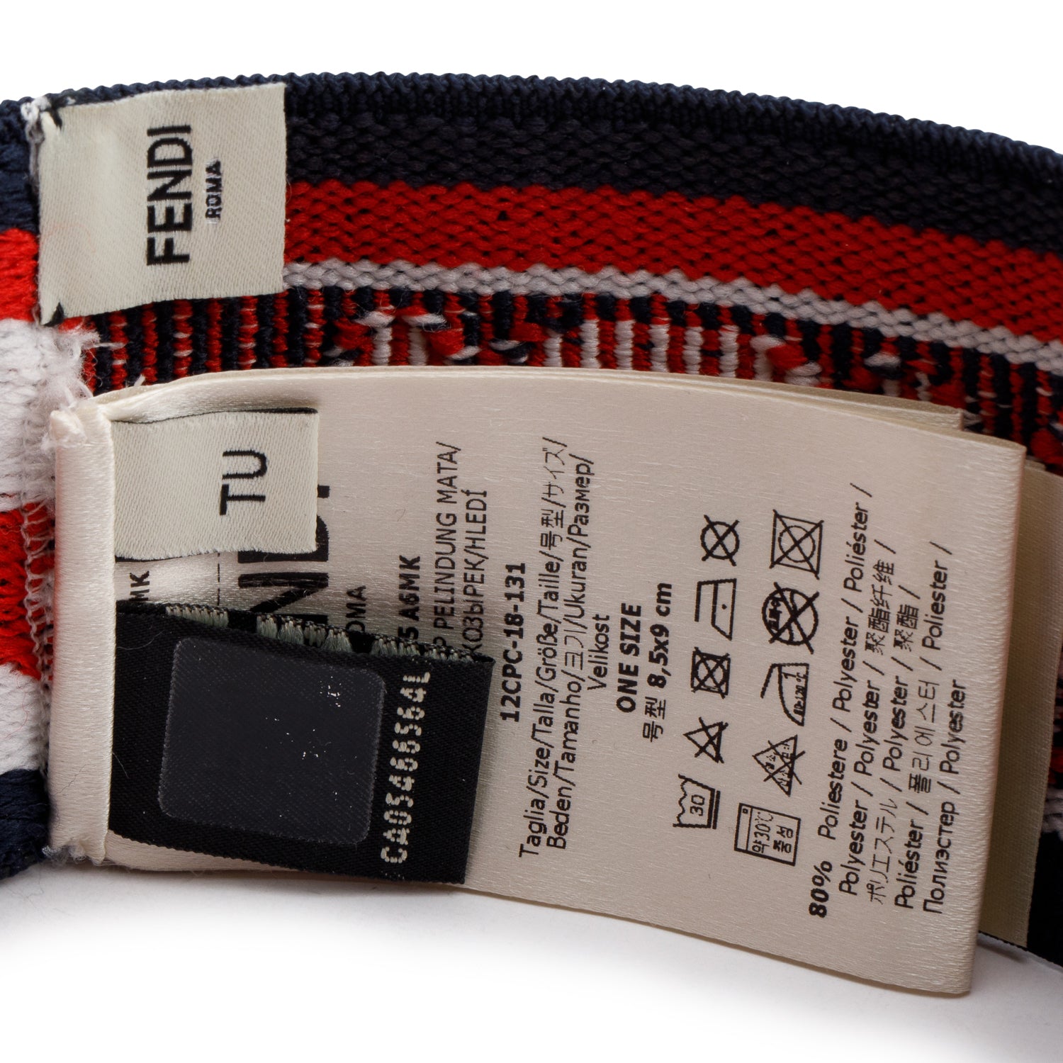 Fendi Blue Red Logo Knitted Sweatband