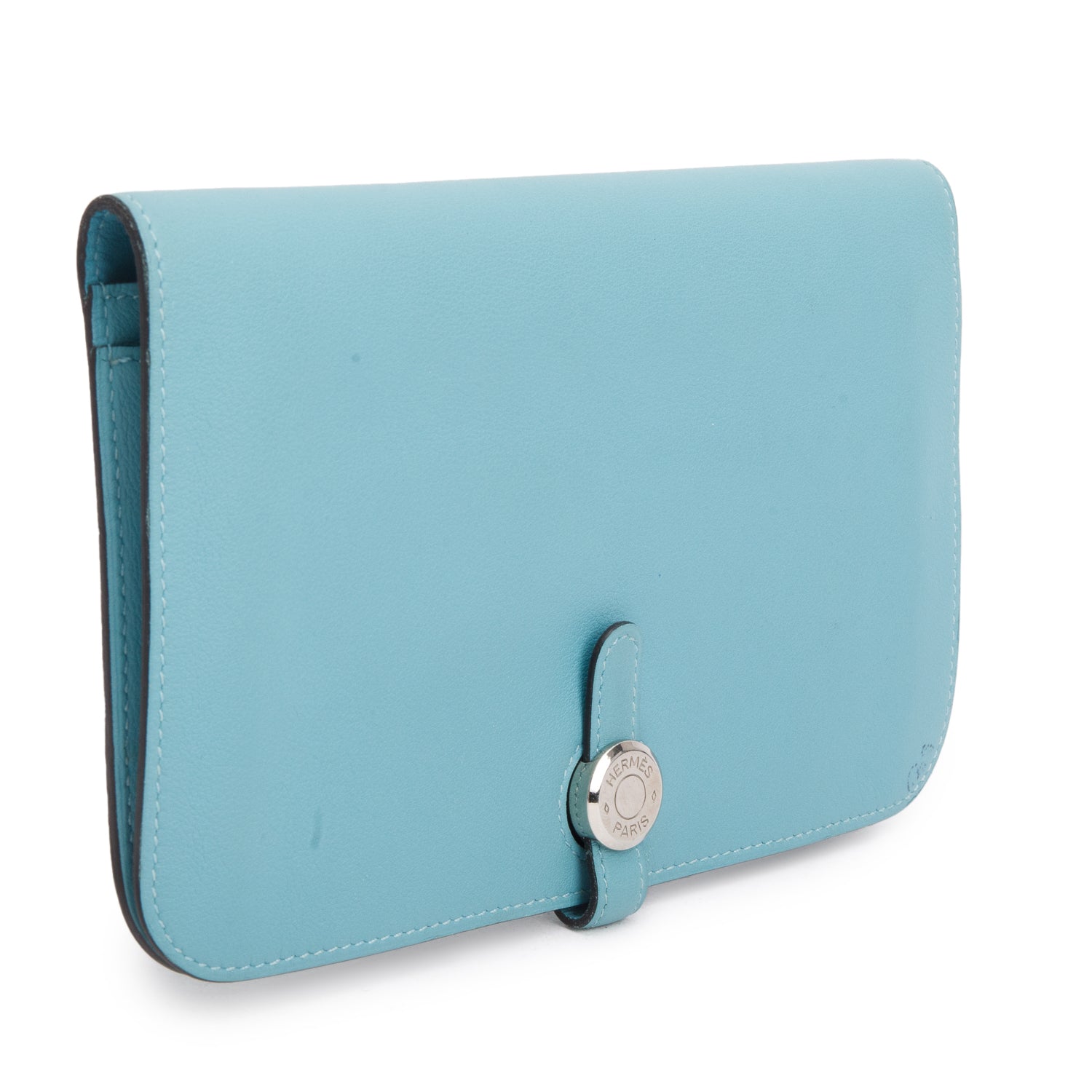 Hermes Bleu Saint Cyr Swift Calfskin Dogon Duo Wallet w/ Box, Pouch & Receipt