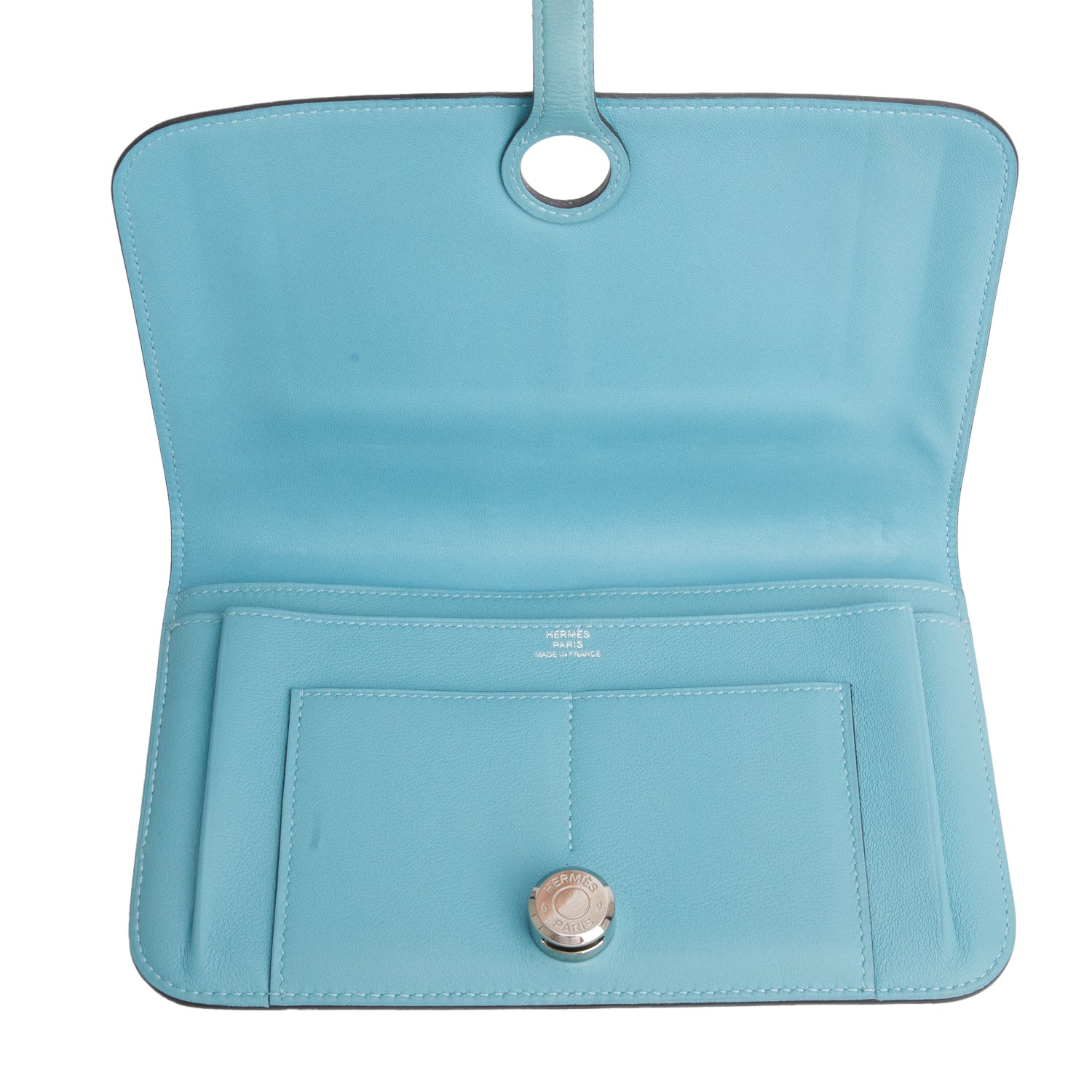 Hermes Bleu Saint Cyr Swift Calfskin Dogon Duo Wallet w/ Box, Pouch & Receipt