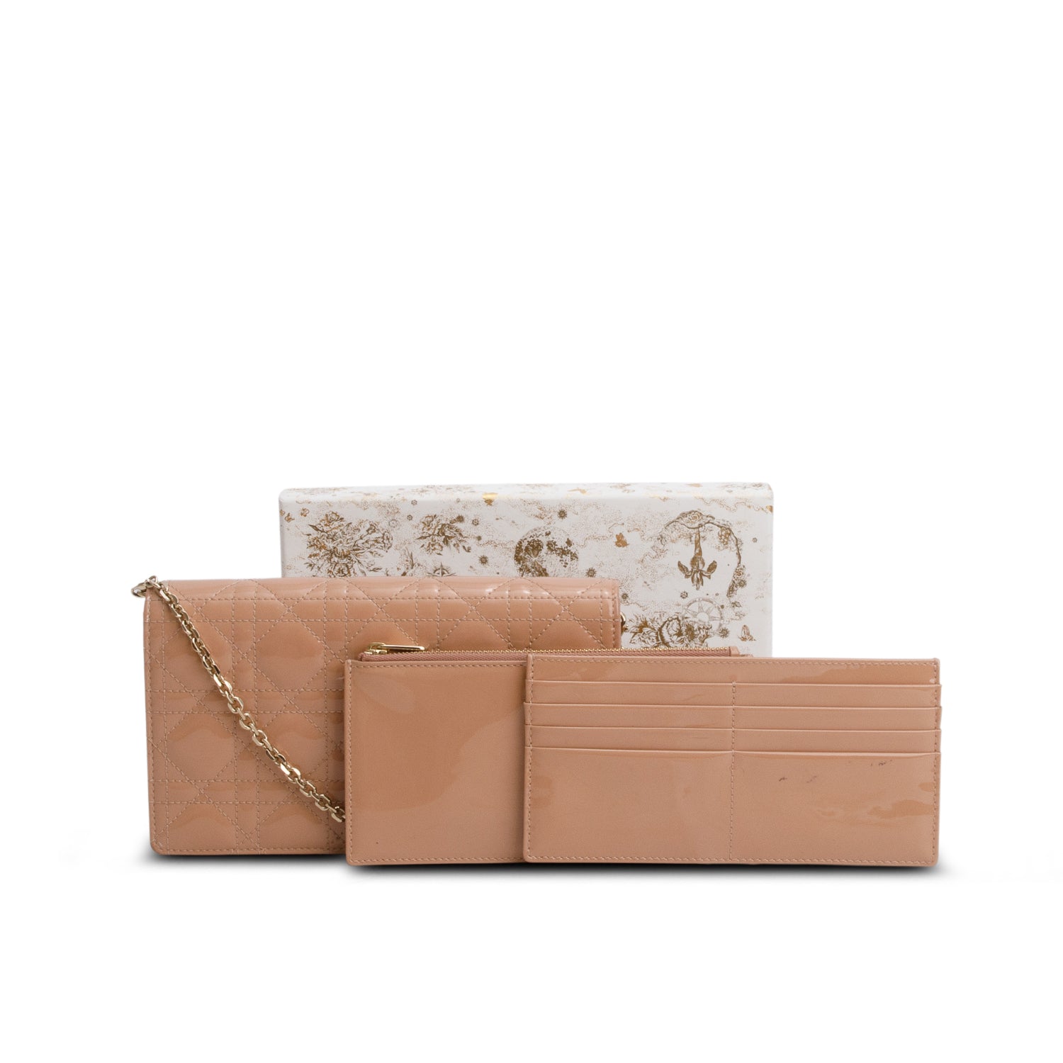 Christian Dior 2021 Pink Patent Leather Cannage Lady Dior Clutch w/ Box & Inserts