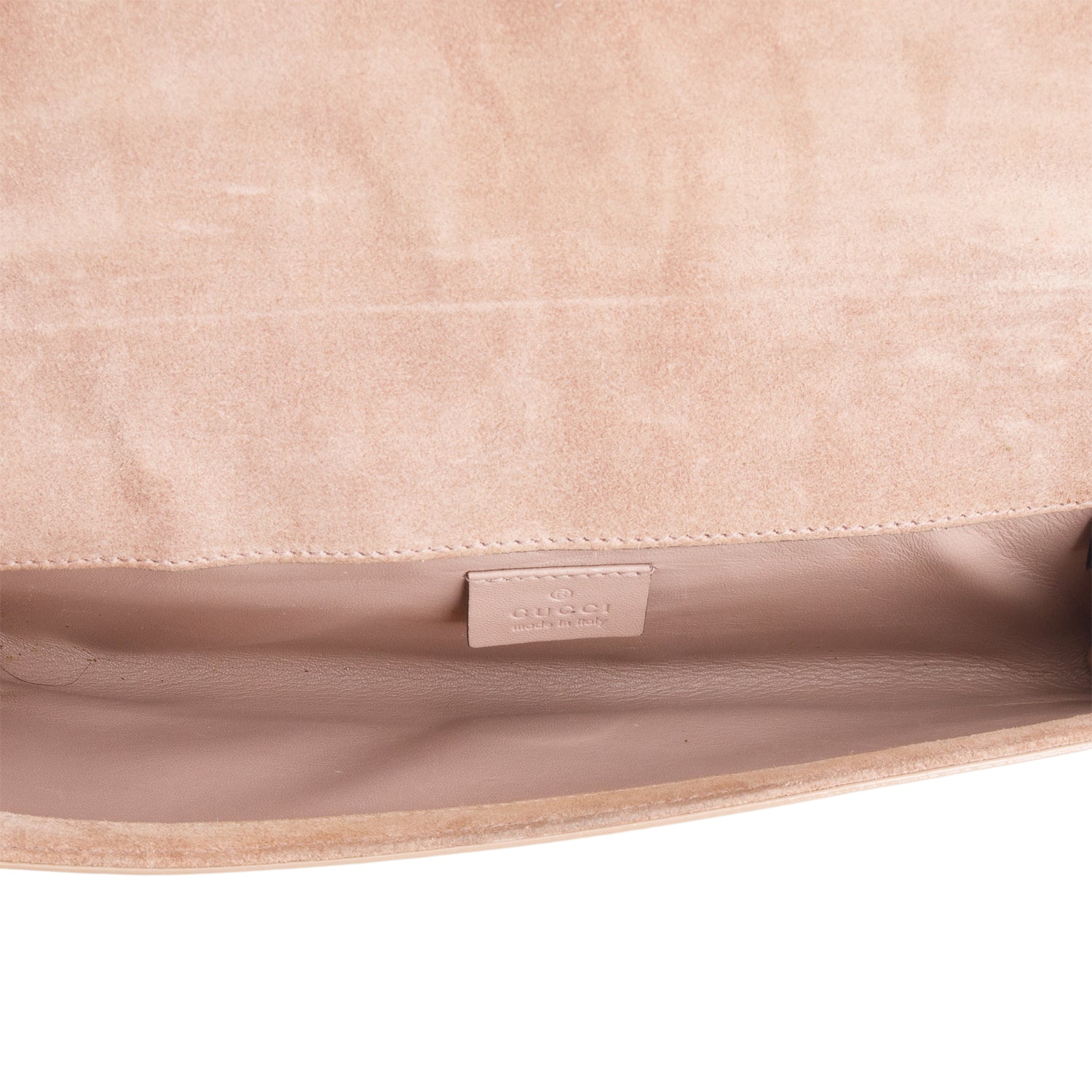 Gucci Beige Patent Leather Signature Micro Broadway Clutch