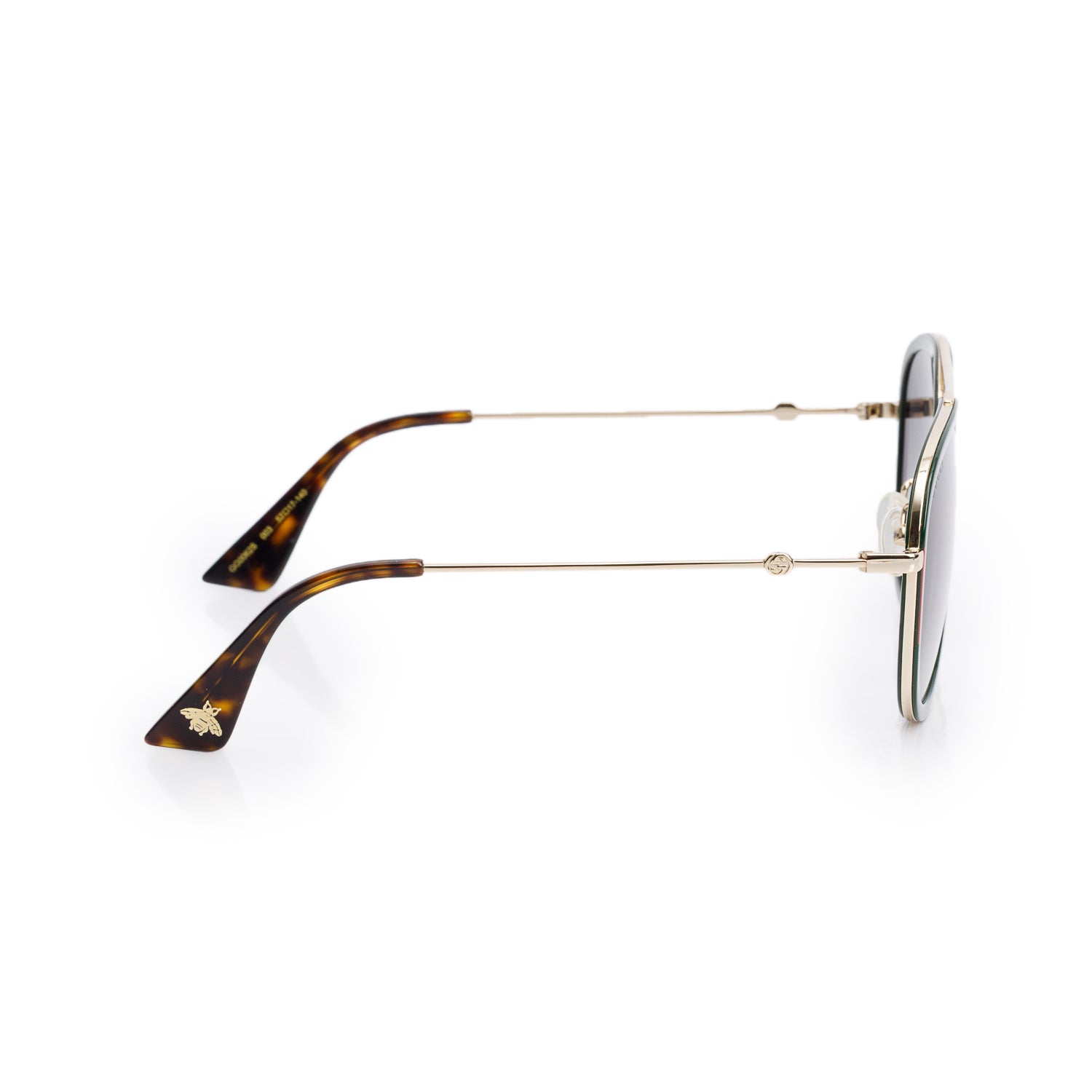 Gucci GG0062S Red/Green Web Metal Pilot Sunglasses w/ Case