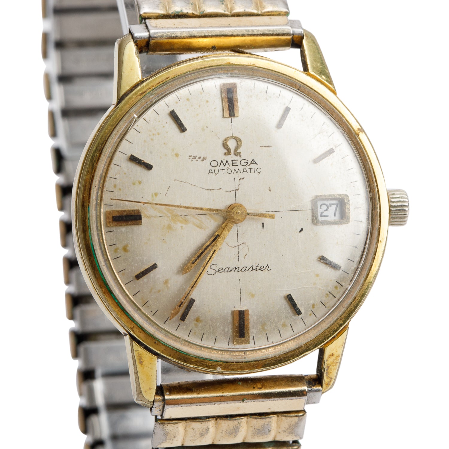 Omega Vintage Gold-Plated Stainless Steel Seamaster Automatic 34 MM Automatic Watch w/ Box & Papers