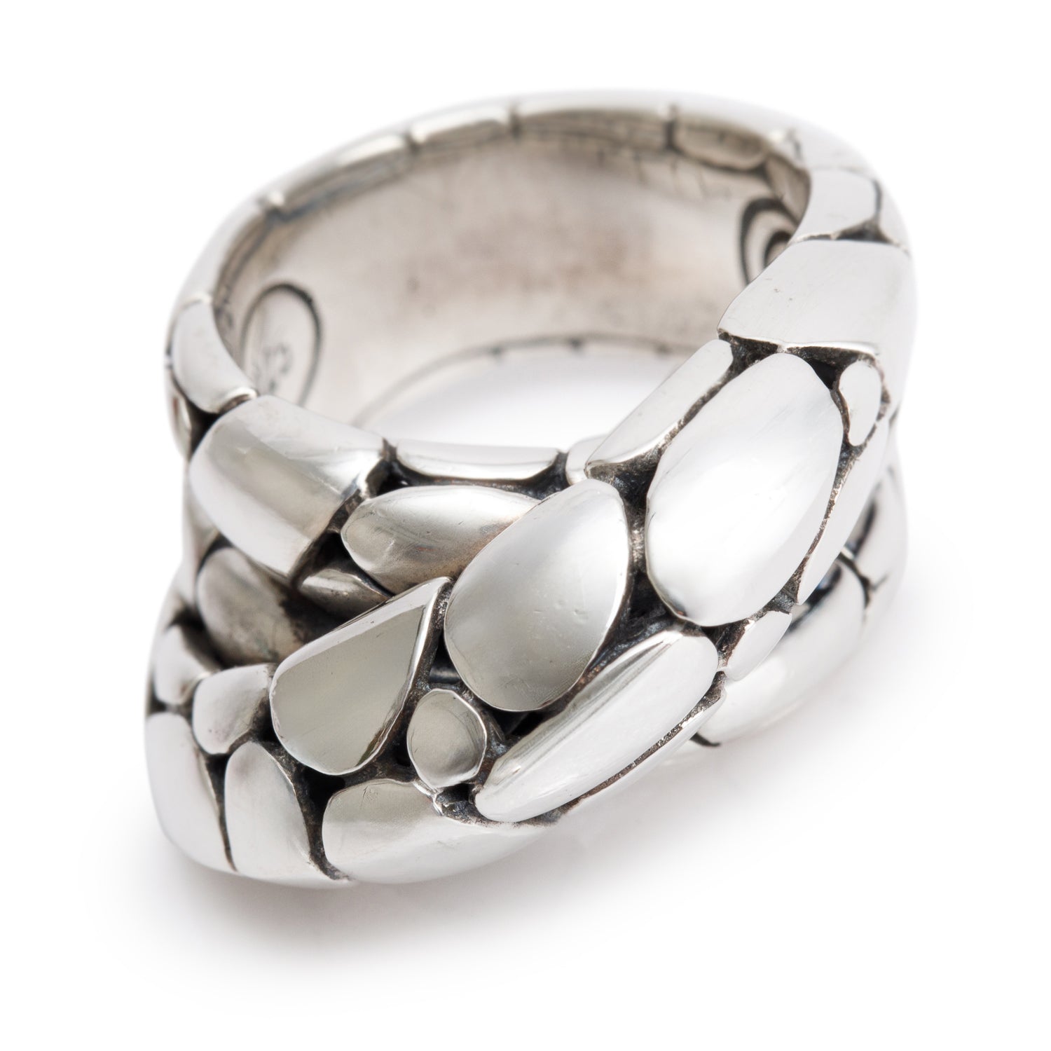John Hardy Sterling Silver Kali Pebble Crossover Ring, Size 7