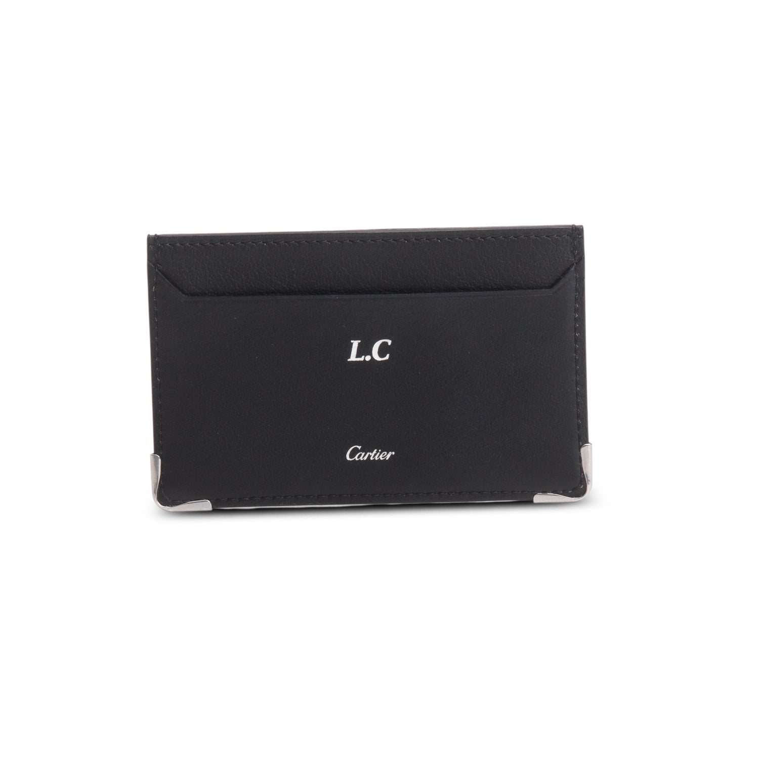 Cartier Black Calfskin Logo Embossed Must Card Holder w/ Box