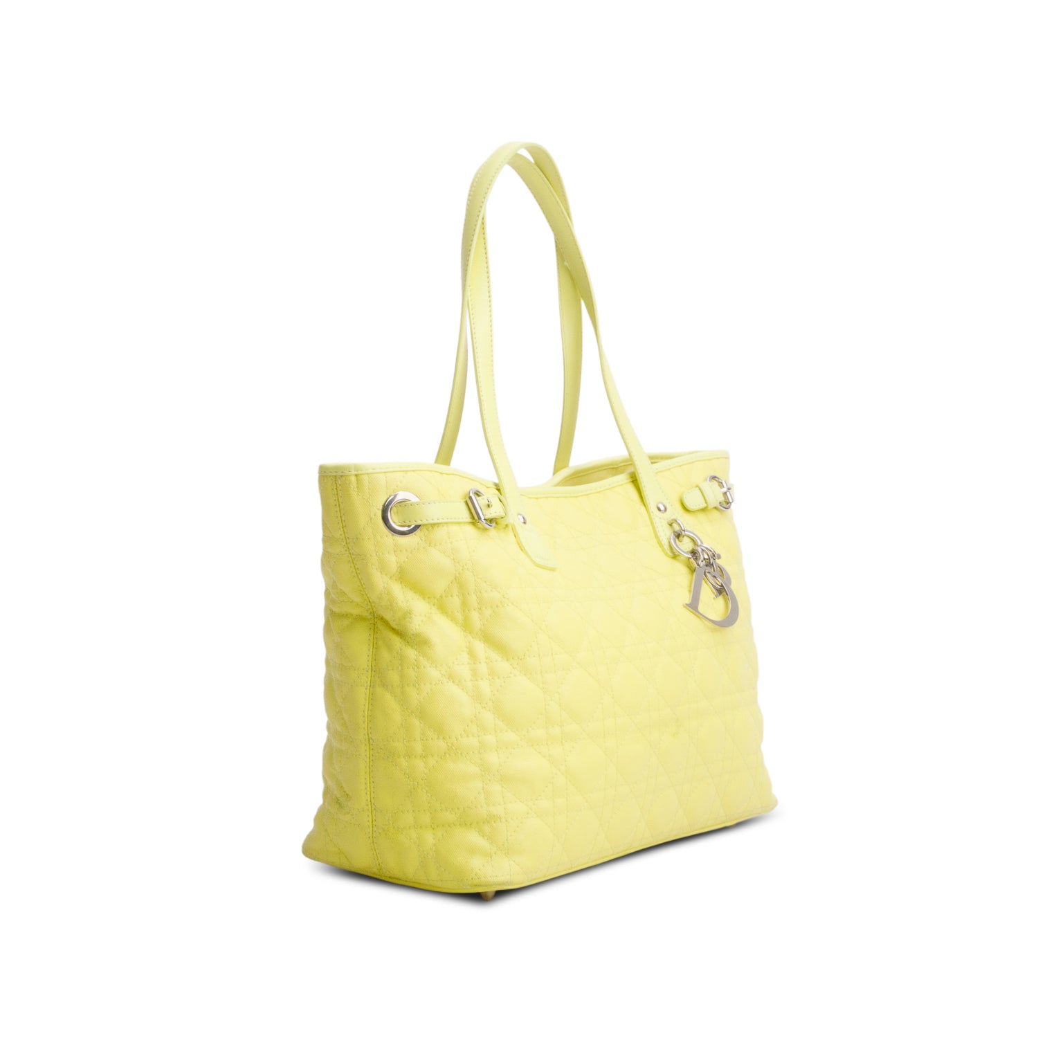 Christian Dior Yellow Coated Canvas Cannage Medium Panarea Tote w/ Authenticity Card