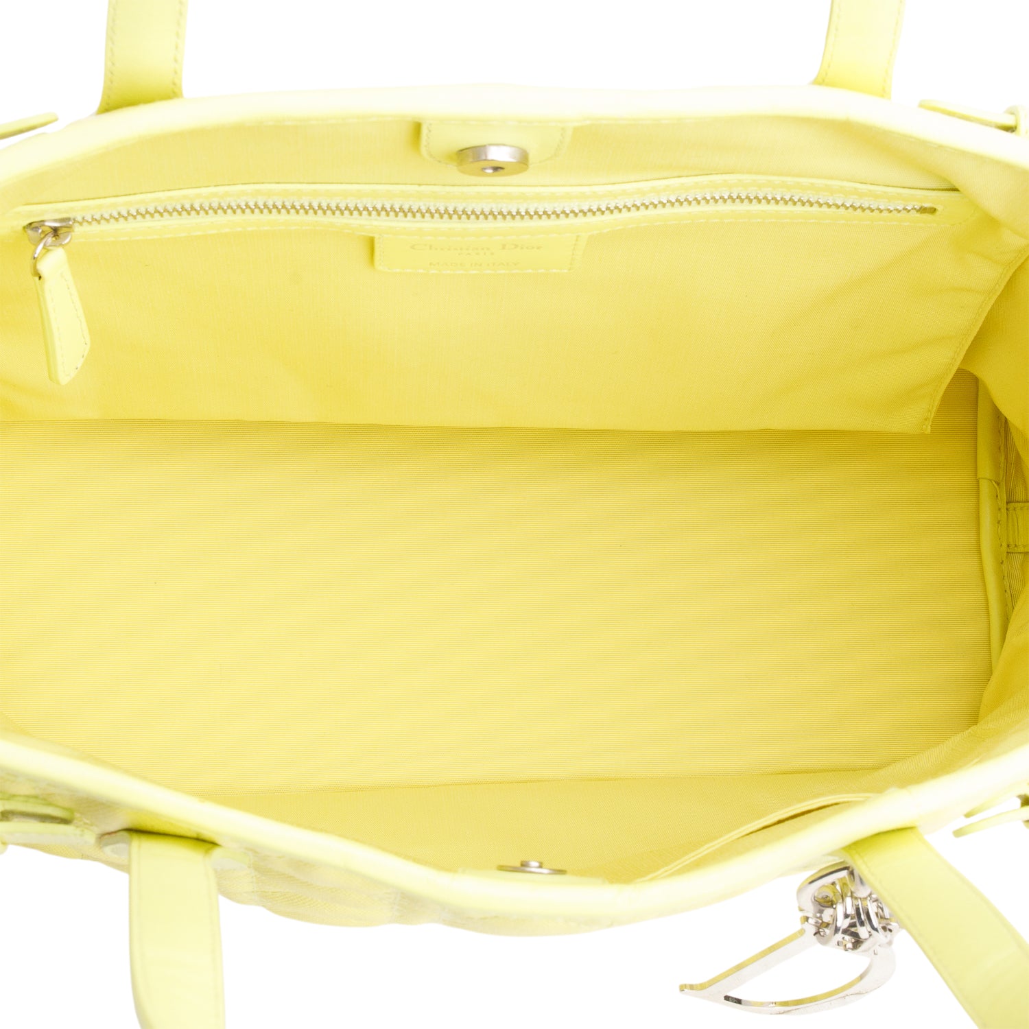 Christian Dior Yellow Coated Canvas Cannage Medium Panarea Tote w/ Authenticity Card