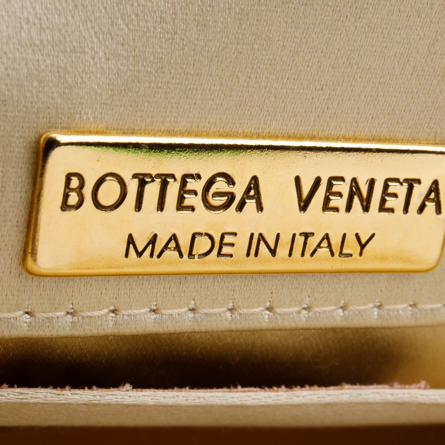 Bottega Veneta Vintage Cream Satin Intrecciato Flap Bag