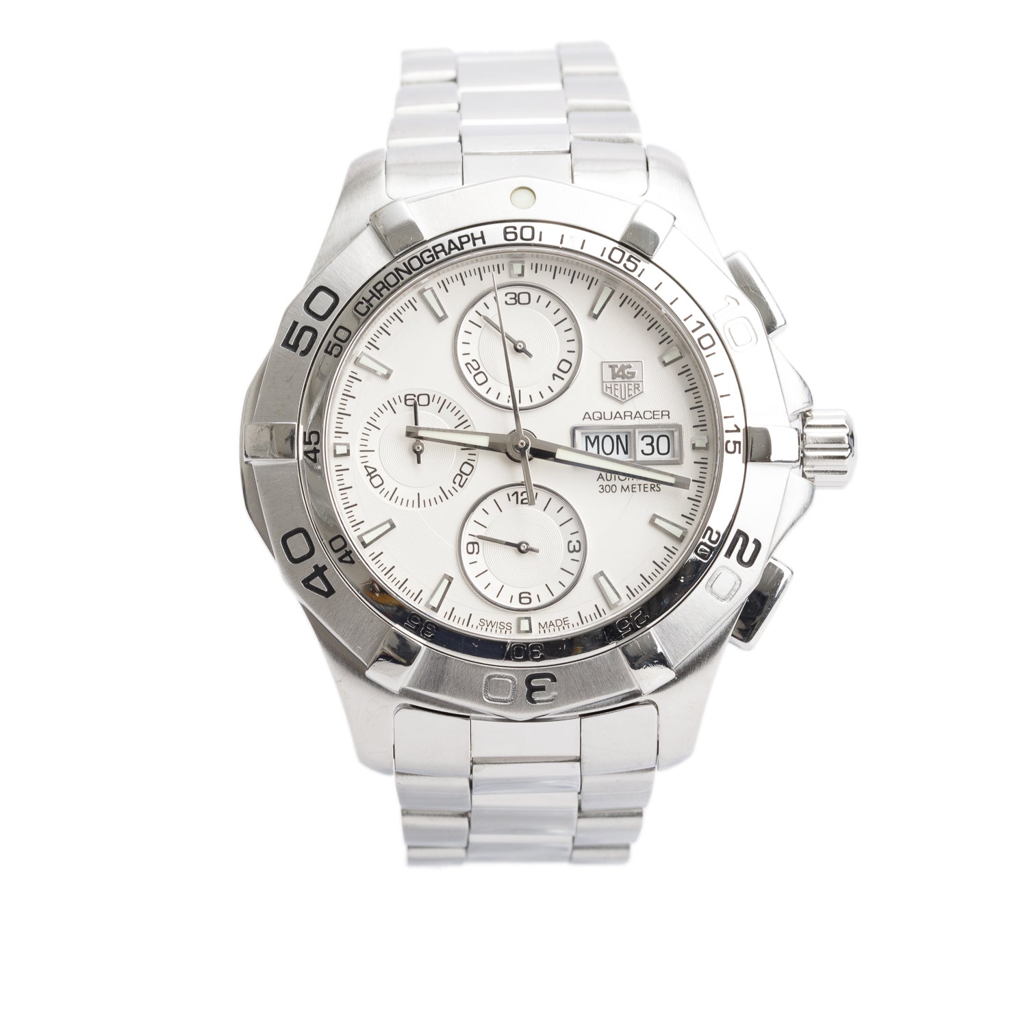 Tag Heuer Stainless Steel Aquaracer 43 MM Chronograph Automatic Watch Silver Dial CAF2011 w/ Box & Papers