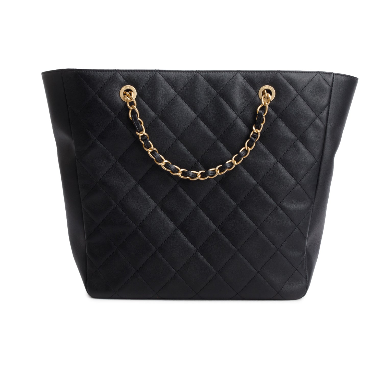 Chanel Black Calfskin Stitched Large Shopping Bag w/ Box