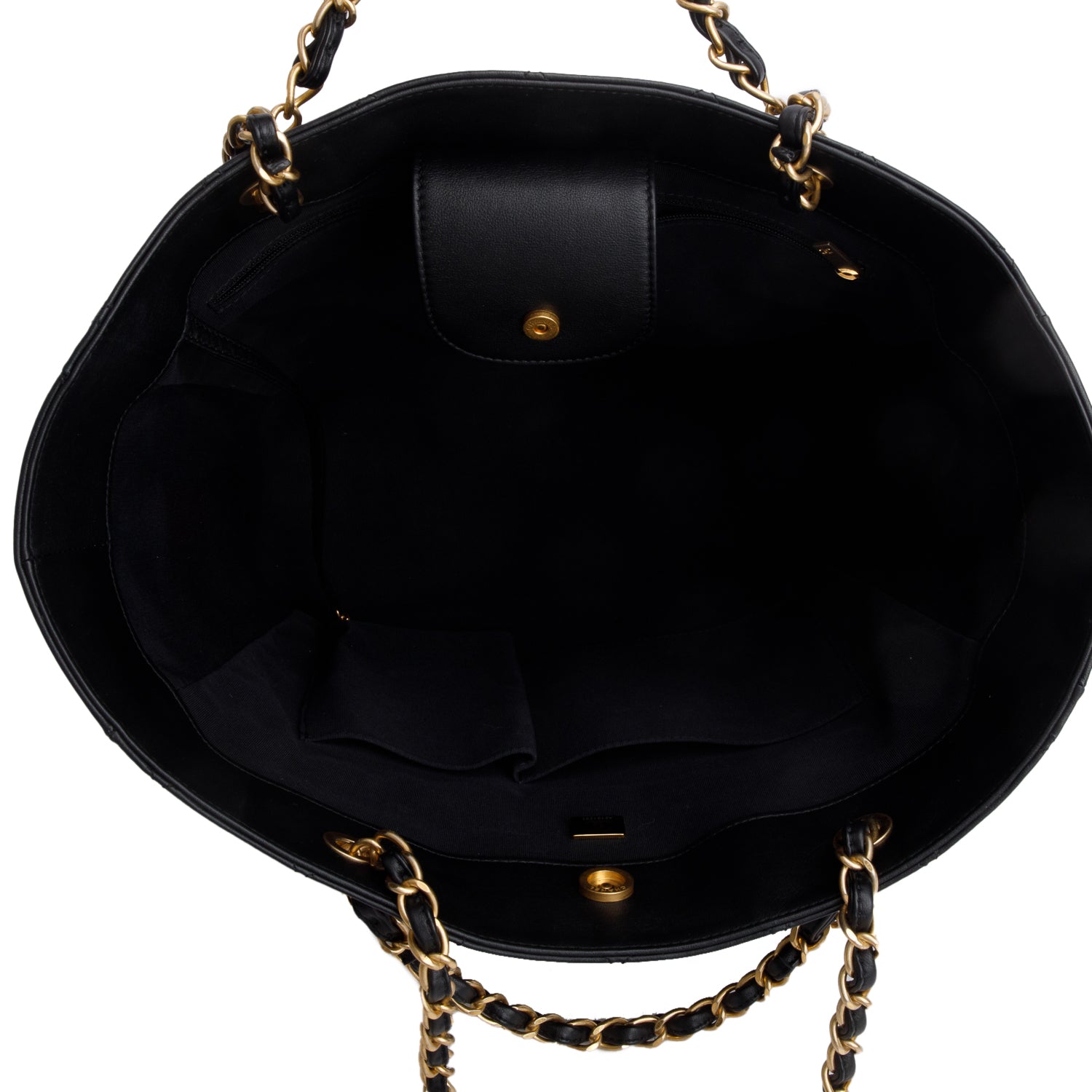 Chanel Black Calfskin Stitched Large Shopping Bag w/ Box