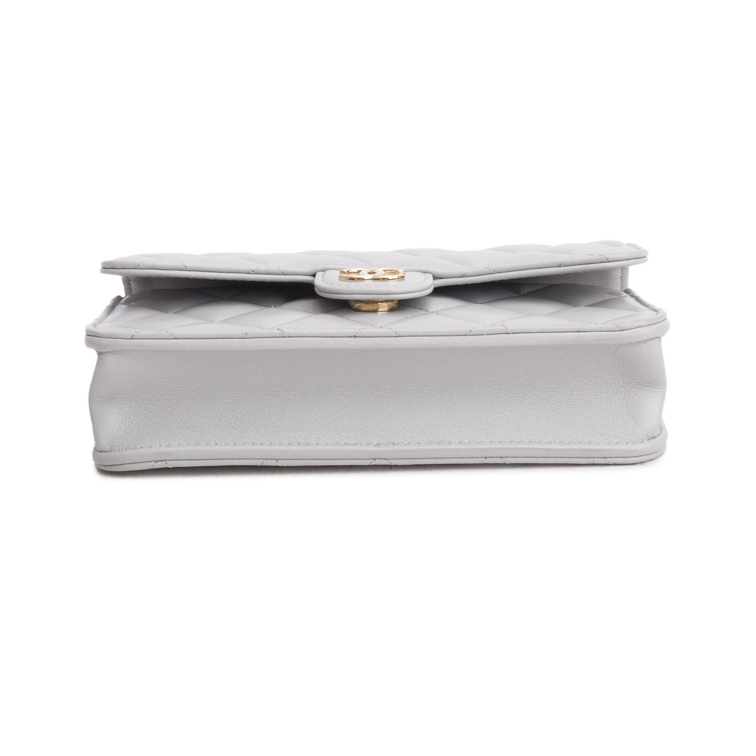 Chanel 2025 Grey Lambskin Quilted Flap Phone Holder with Chain w/ Box & Receipt