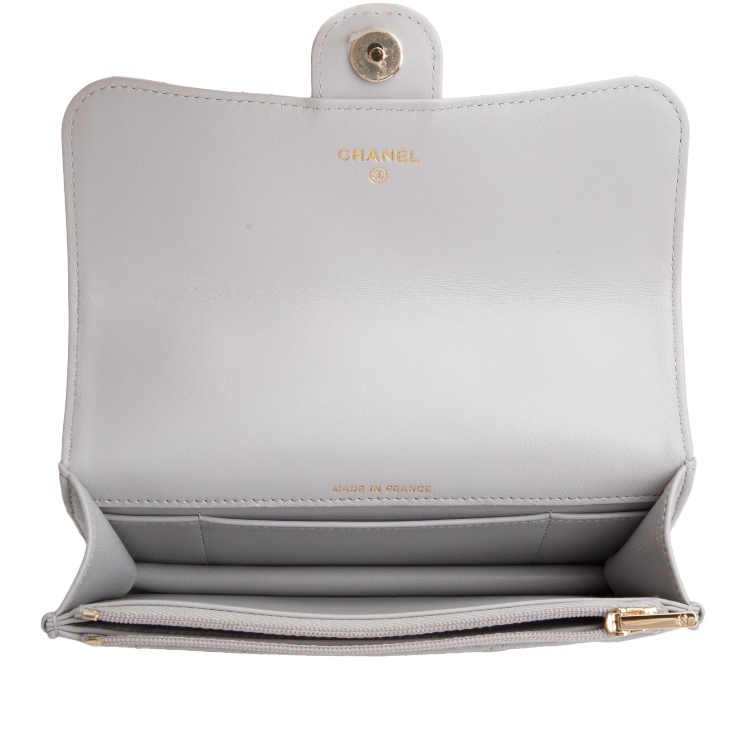 Chanel 2025 Grey Lambskin Quilted Flap Phone Holder with Chain w/ Box & Receipt