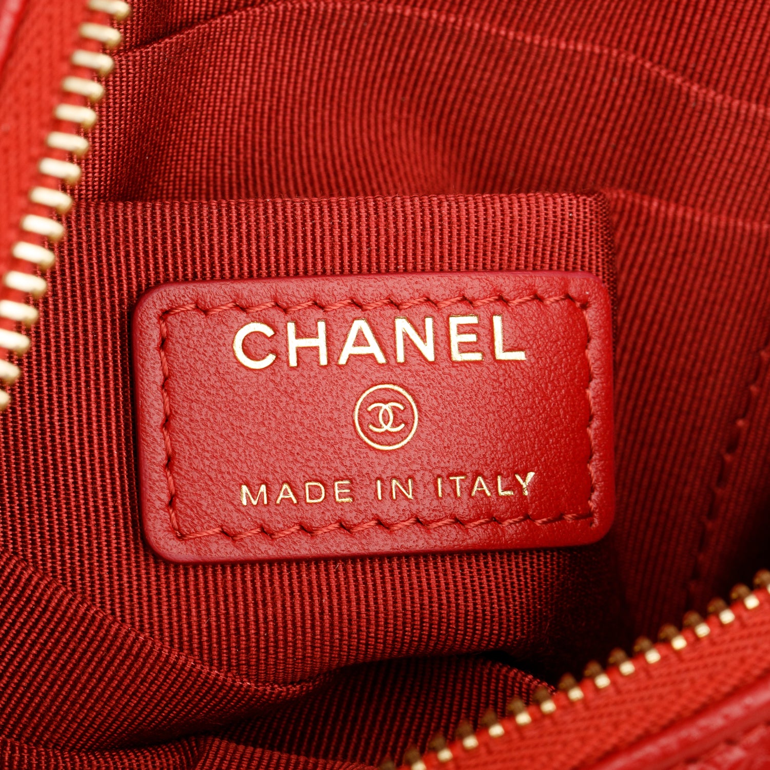 Chanel Red Caviar Camellia Embossed O-Case w/ Box & Authenticity Card