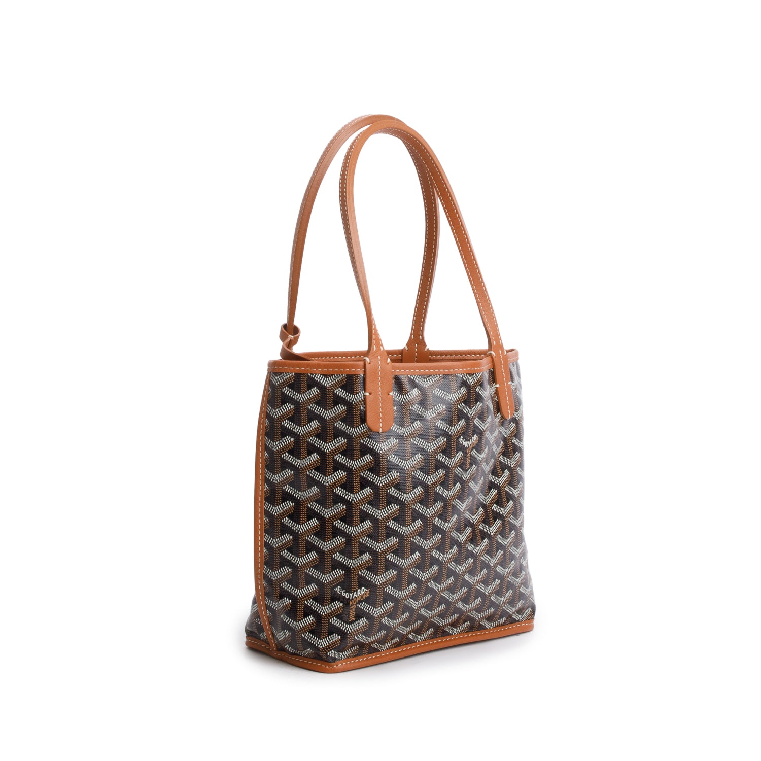 Goyard 2024 Brown Goyardine Reversible Mini Anjou w/ Pouch