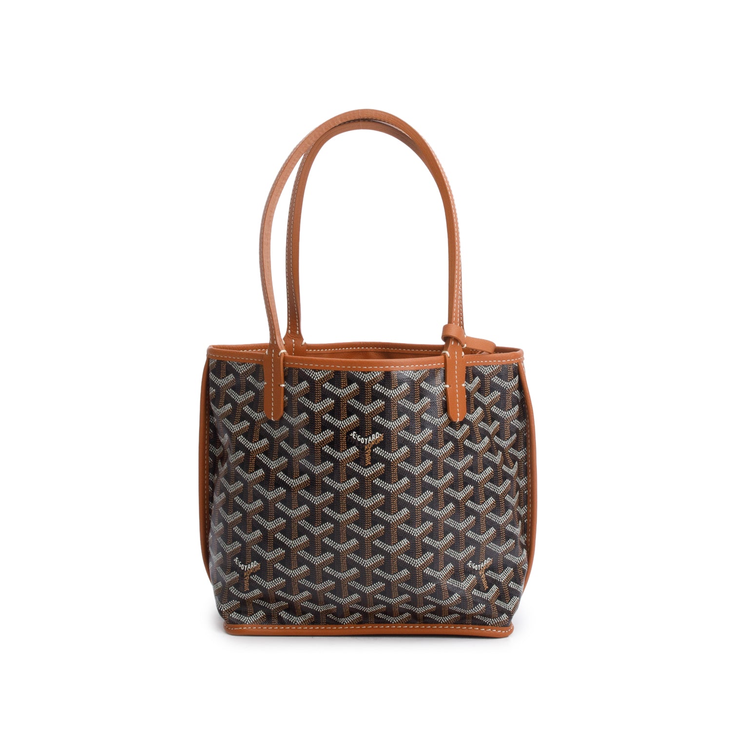 Goyard 2024 Brown Goyardine Reversible Mini Anjou w/ Pouch