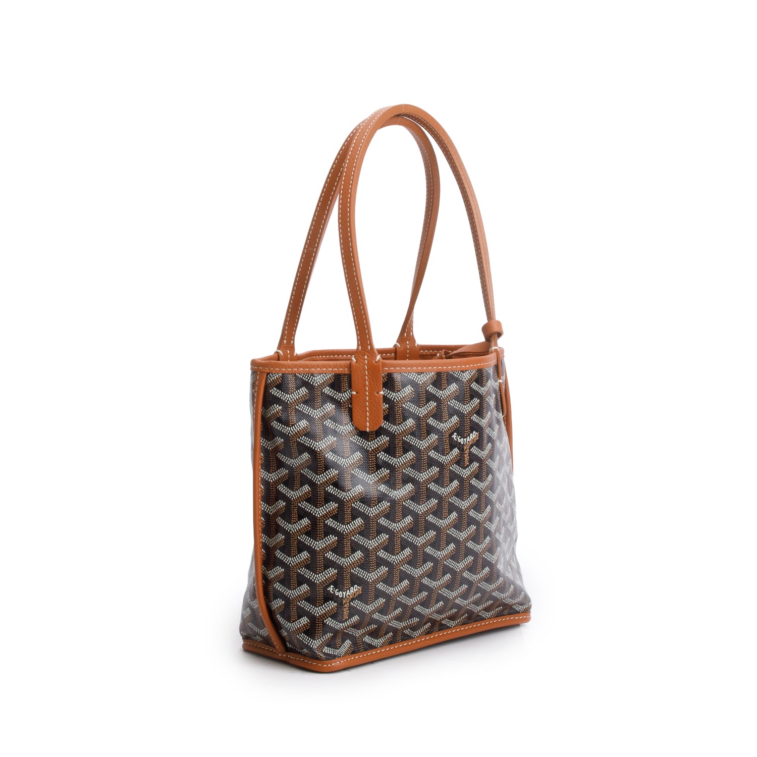 Goyard 2024 Brown Goyardine Reversible Mini Anjou w/ Pouch
