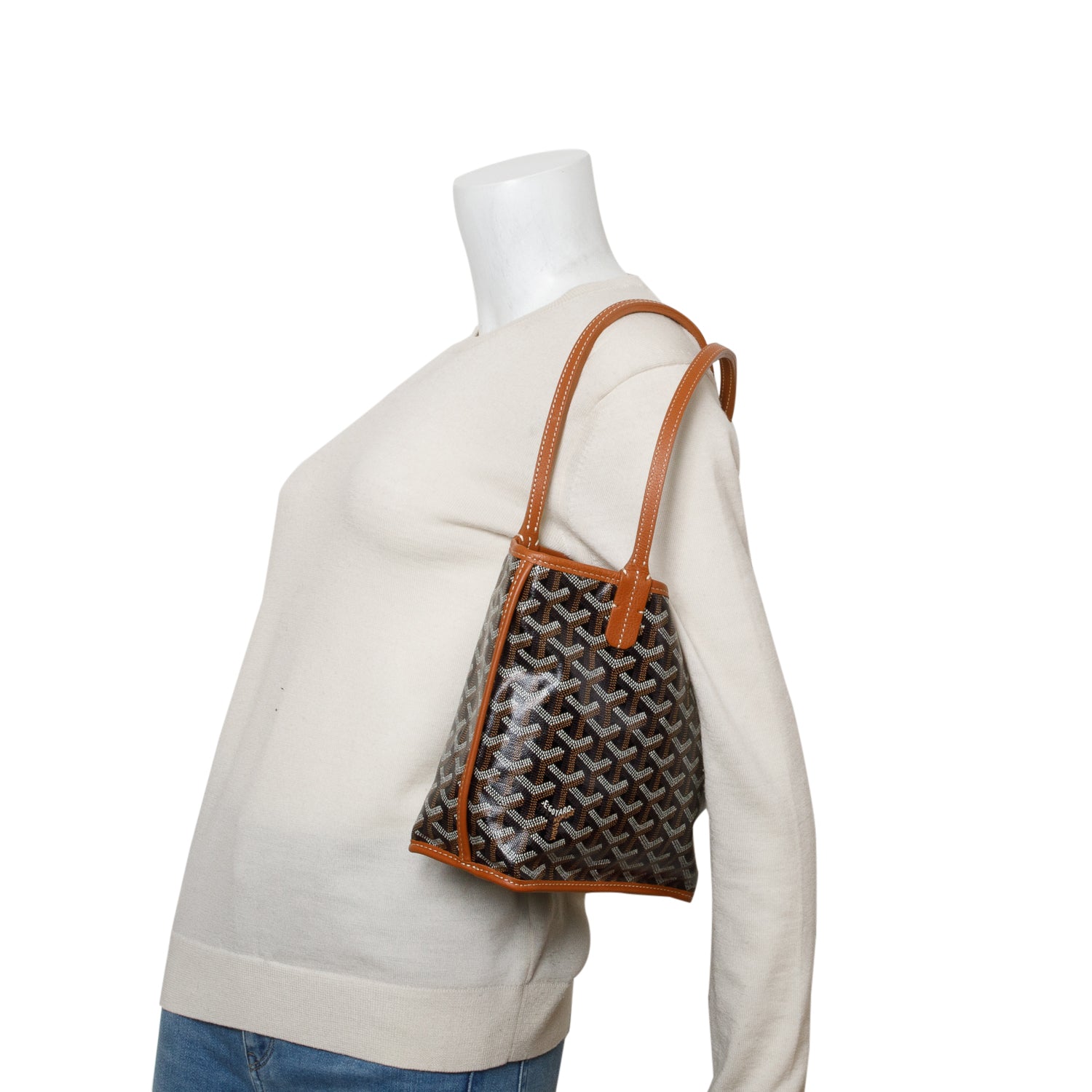 Goyard 2024 Brown Goyardine Reversible Mini Anjou w/ Pouch