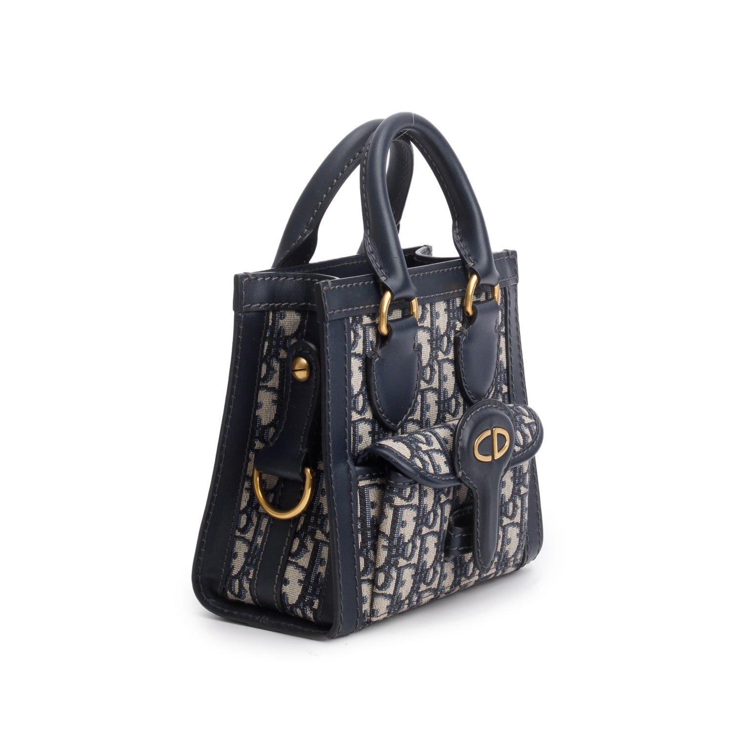 Christian Dior Blue Oblique Mini Pocket Tote Bag w/ Strap