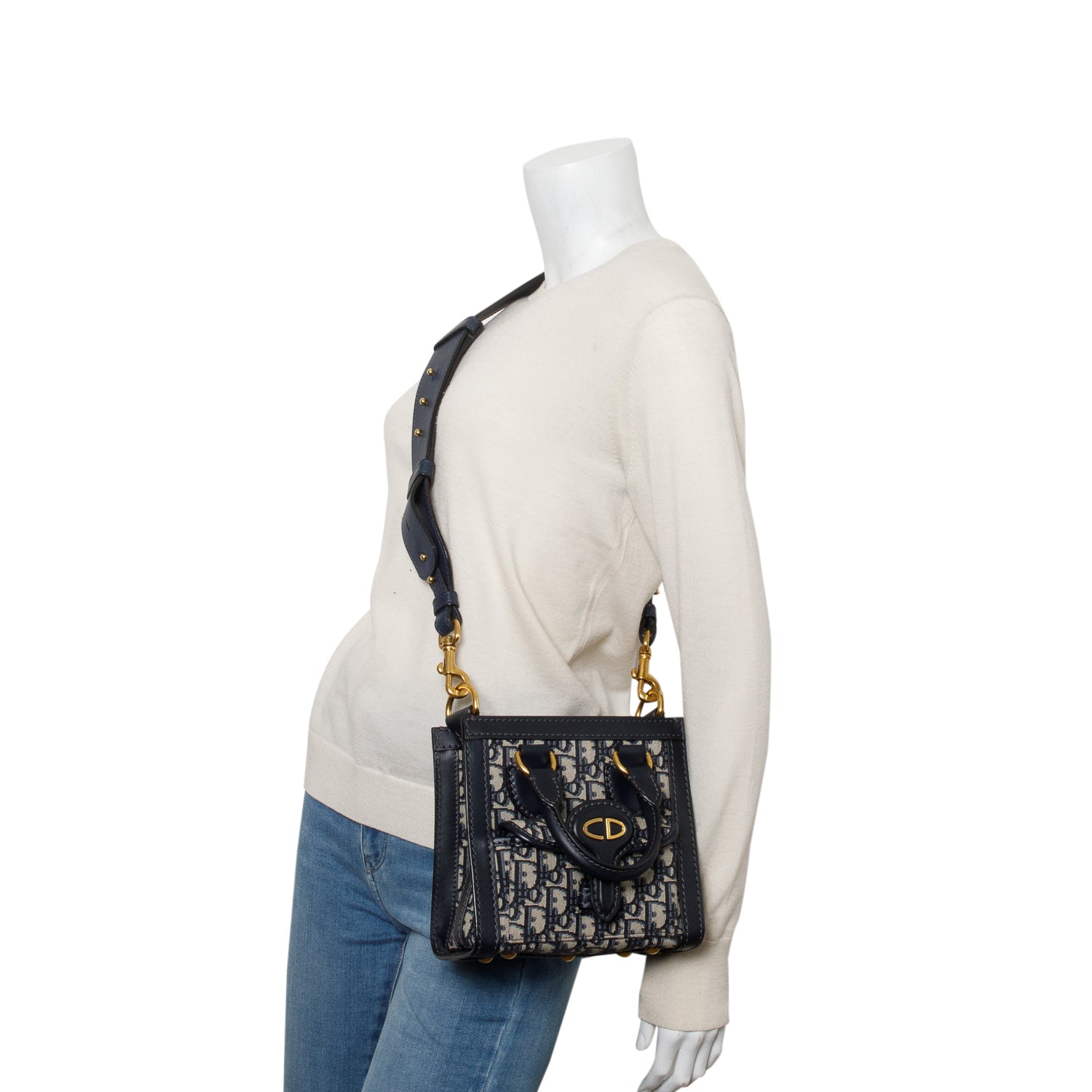 Christian Dior Blue Oblique Mini Pocket Tote Bag w/ Strap