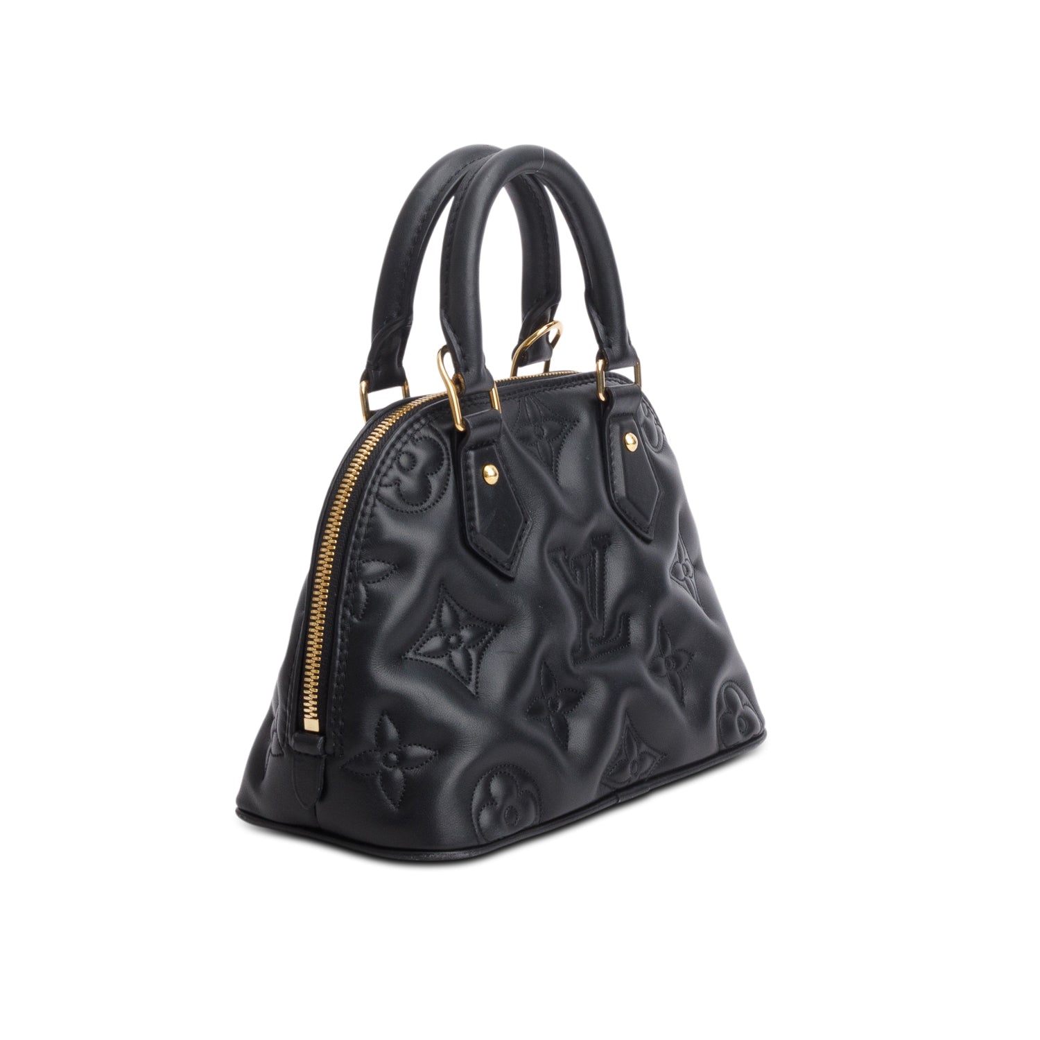 Louis Vuitton Black Calfskin Bubblegram Alma BB w/ Strap