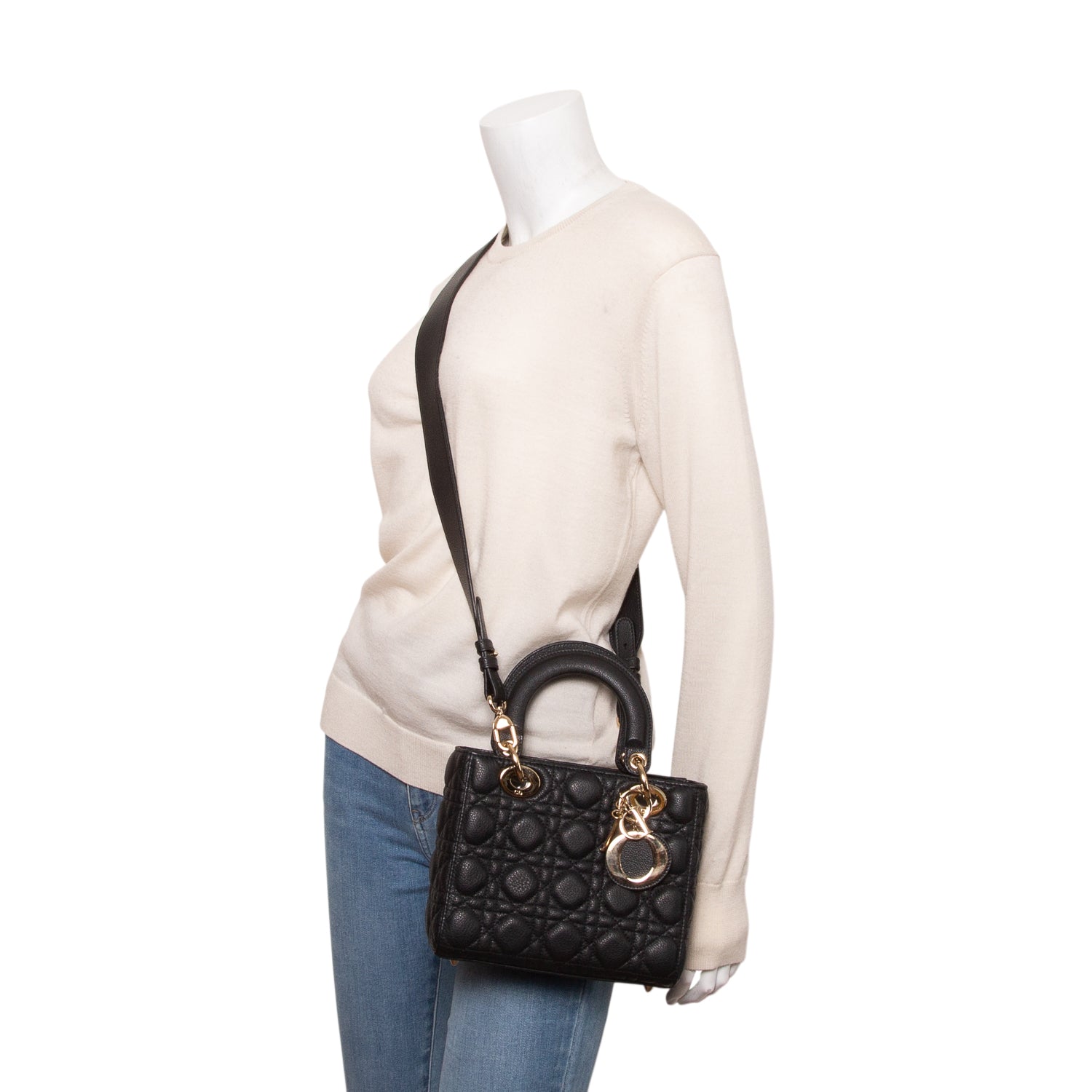 Christian Dior 2025 Black Calfskin Cannage Small My ABC Lady Dior w/ Box, Receipt & Strap