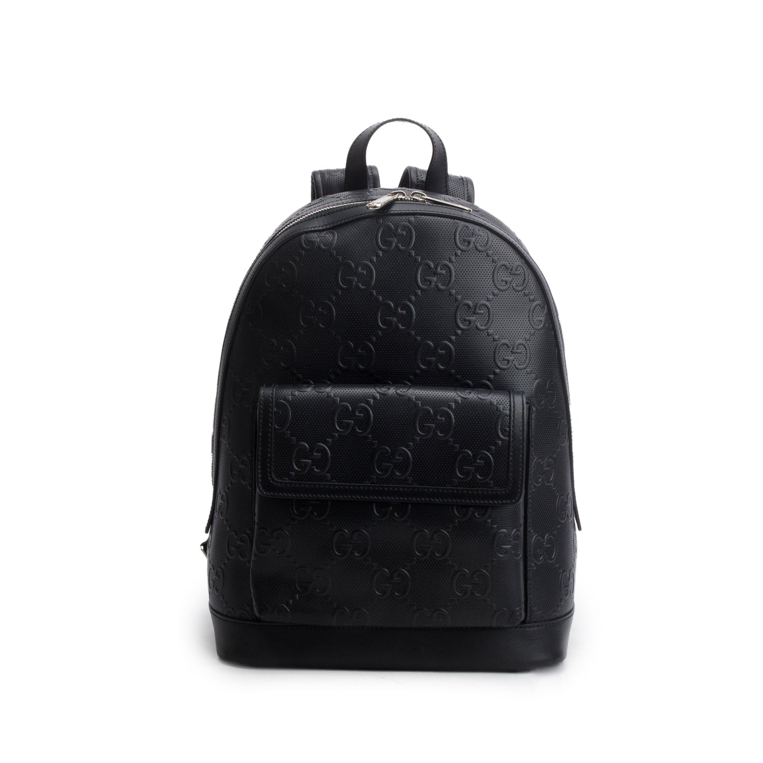 Gucci Black Embossed GG Jumbo Leather Backpack w/ Box