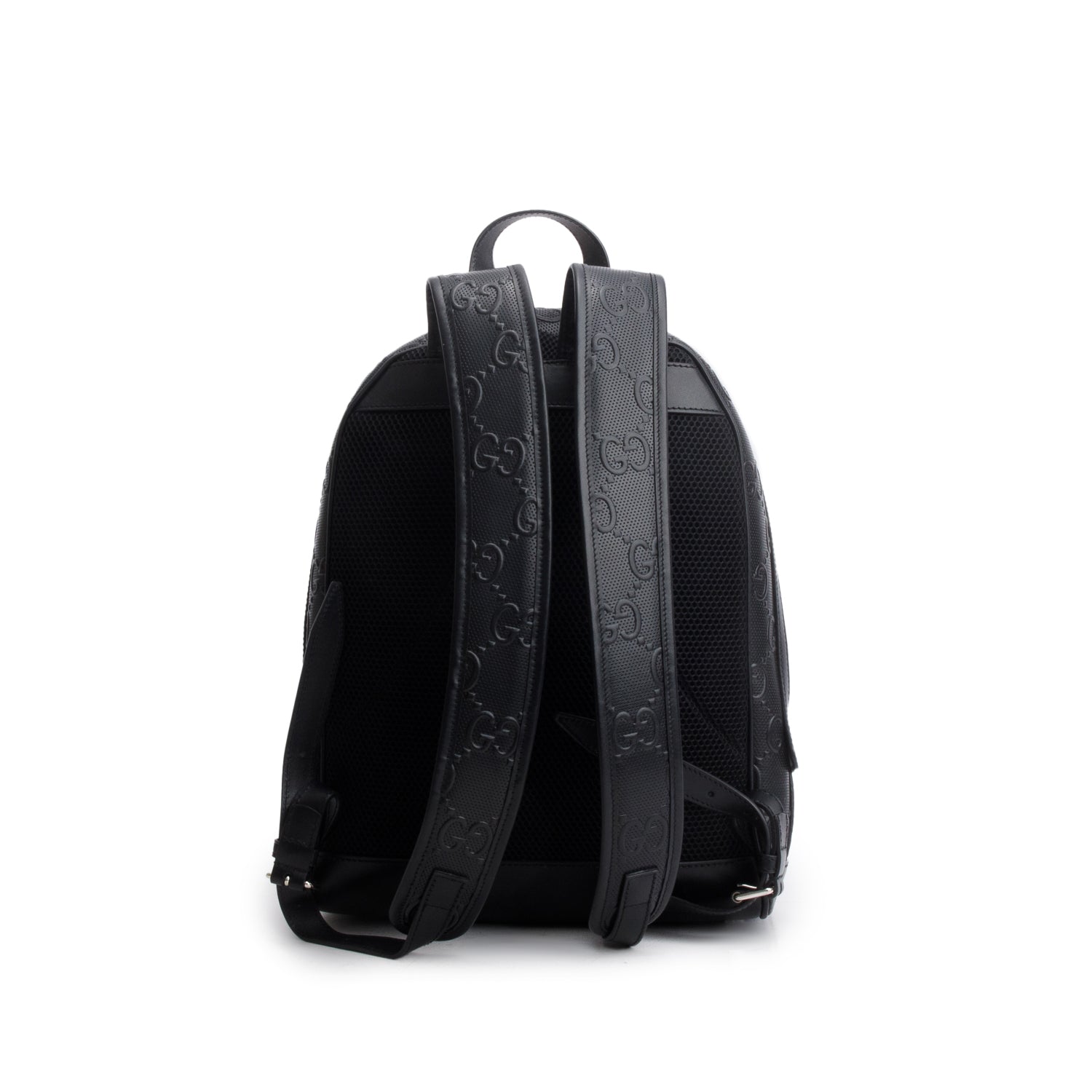 Gucci Black Embossed GG Jumbo Leather Backpack w/ Box