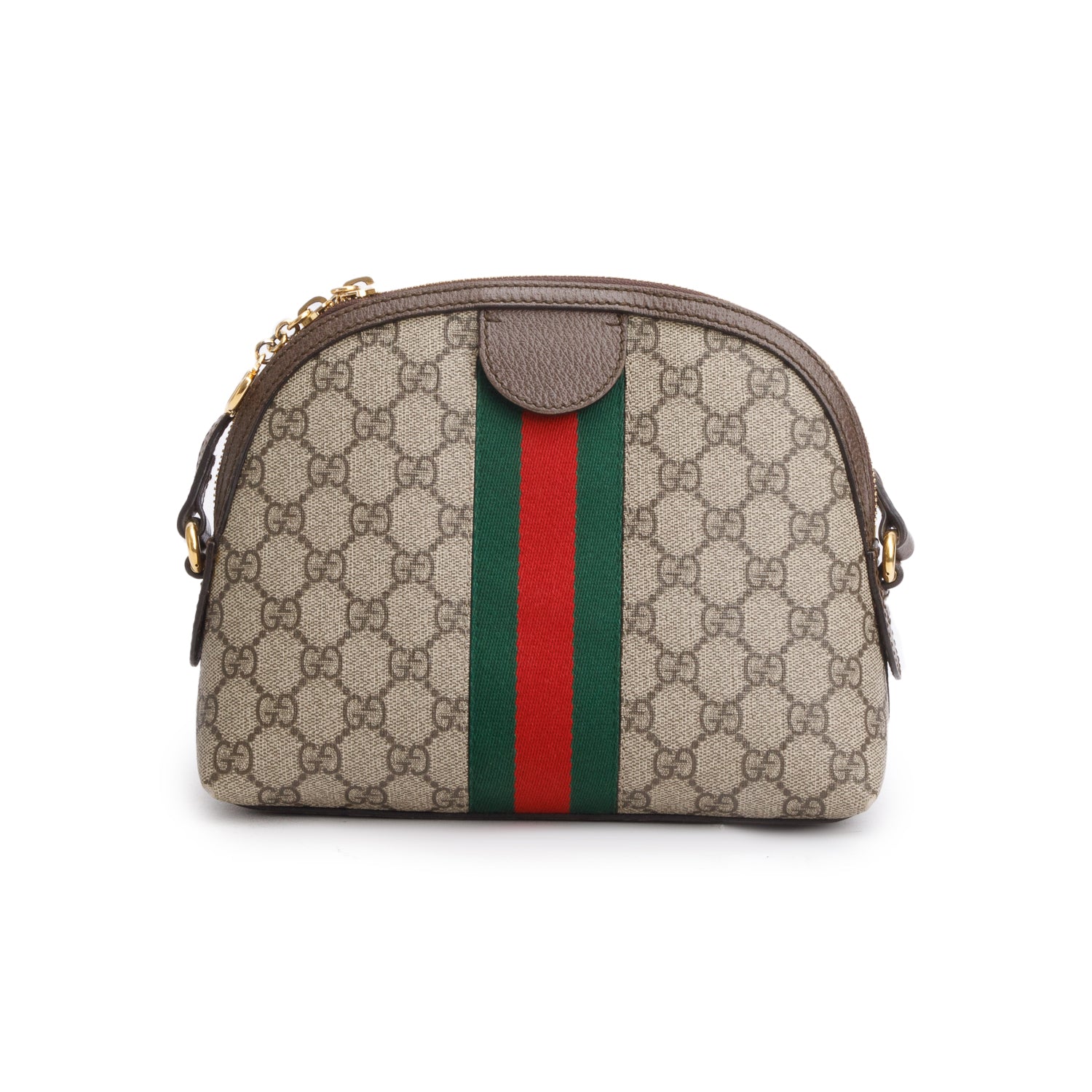 Gucci GG Supreme Monogram Textured Dollar Calfskin Web Small Ophidia Dome Shoulder Bag w/ Box