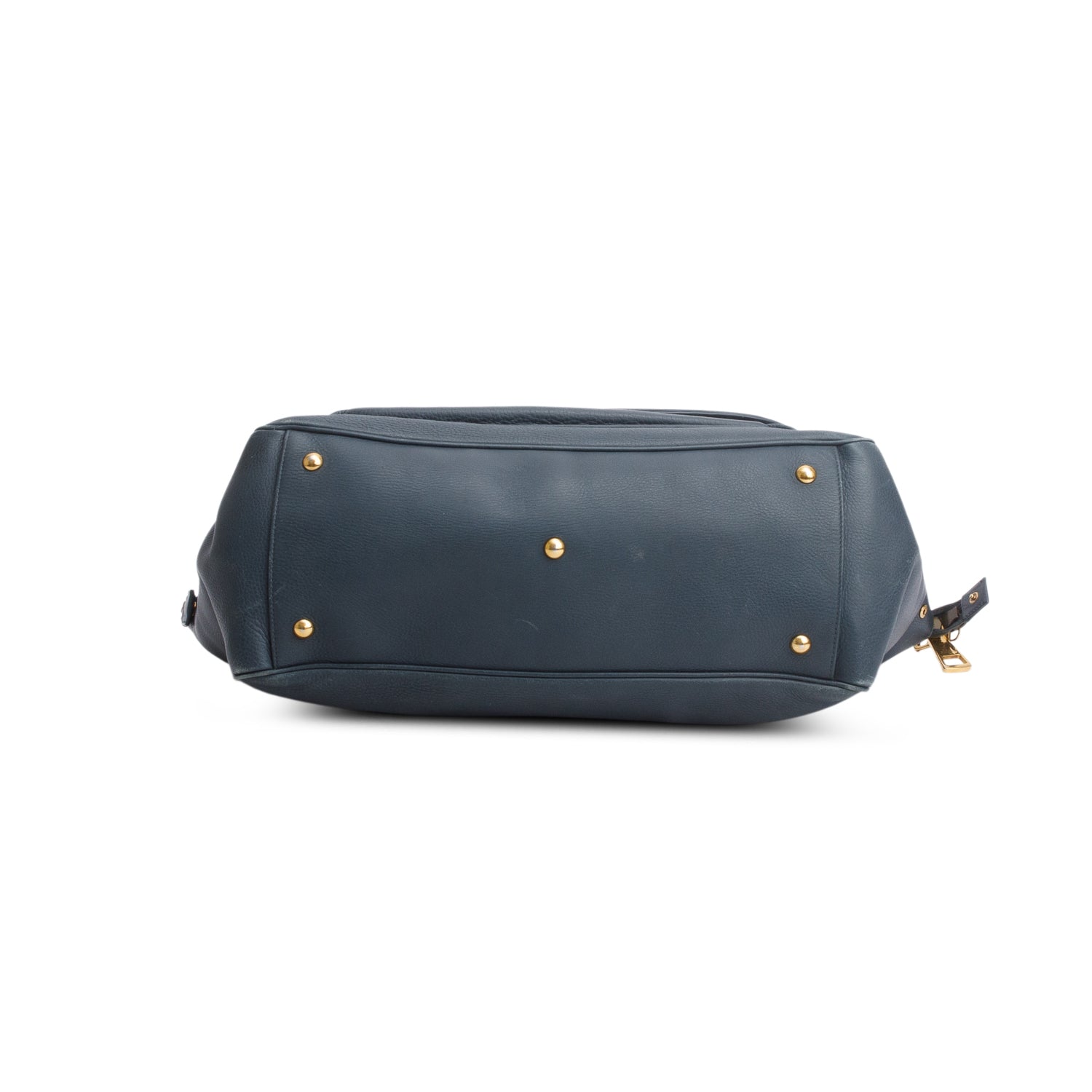 Gucci Blue Pebbled Calfskin 1973 Medium Top Handle Bag