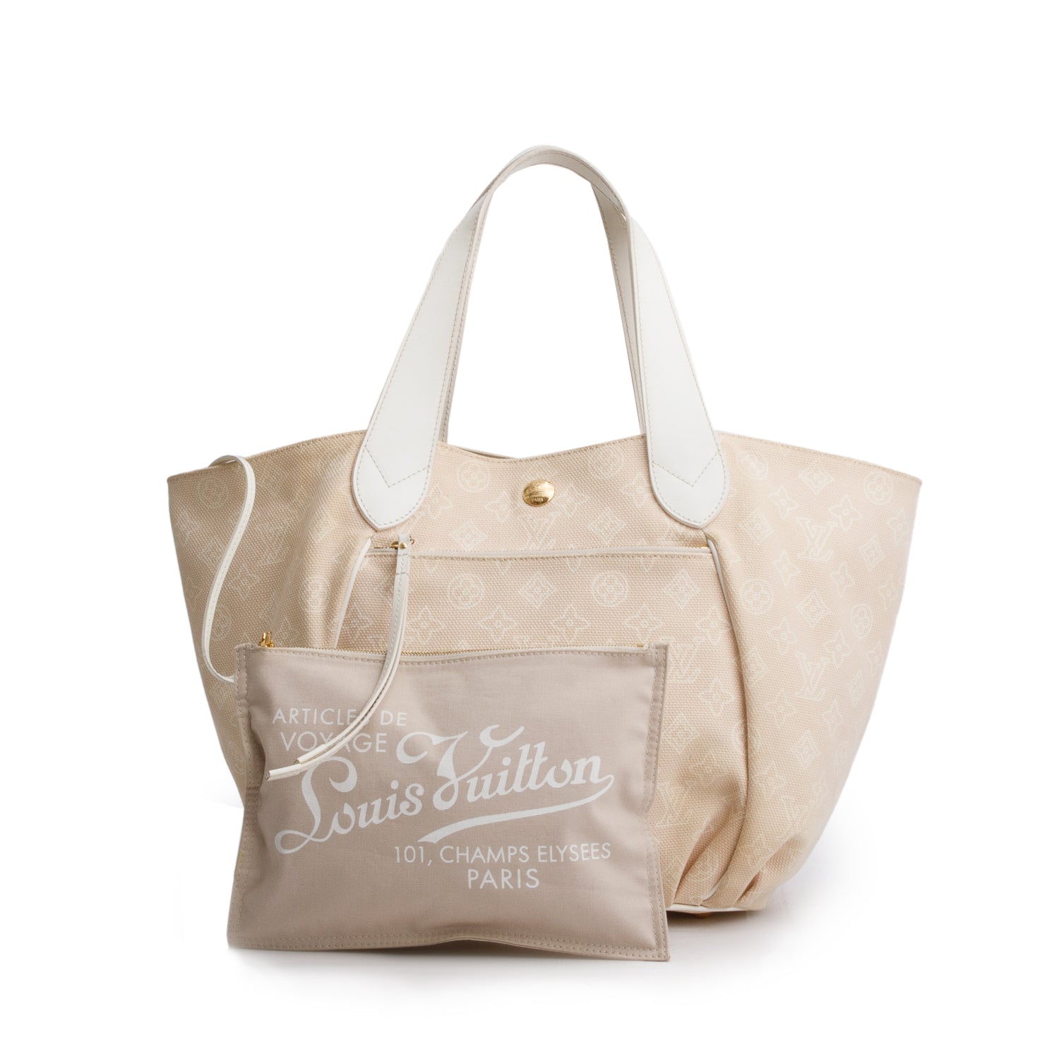 Louis Vuitton Beige Cabas Ipanema PM w/ Pouch