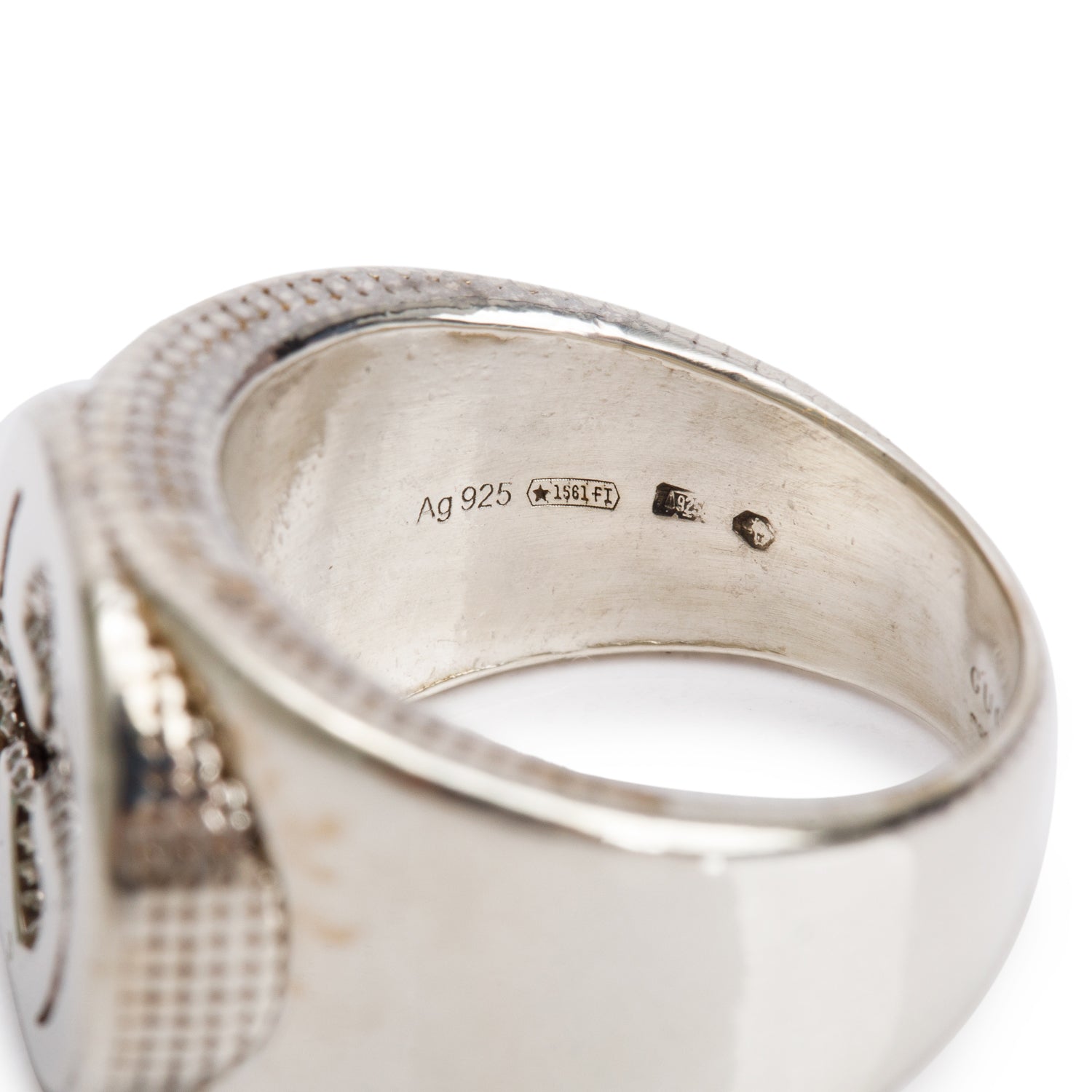Gucci Sterling Silver Interlocking G Signet Ring, Size 16 6.75