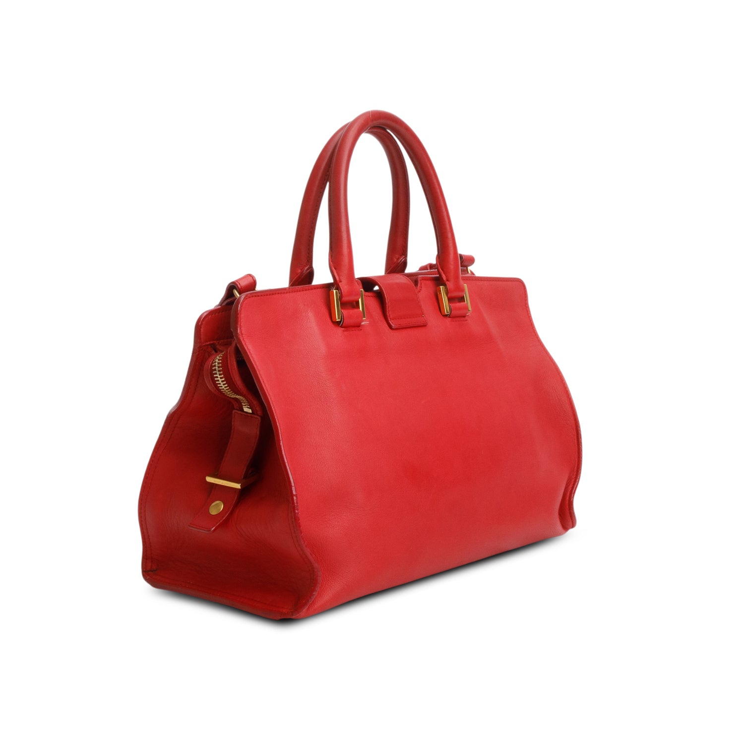 Saint Laurent Red Sheepskin Small Cabas ChYc w/ Strap