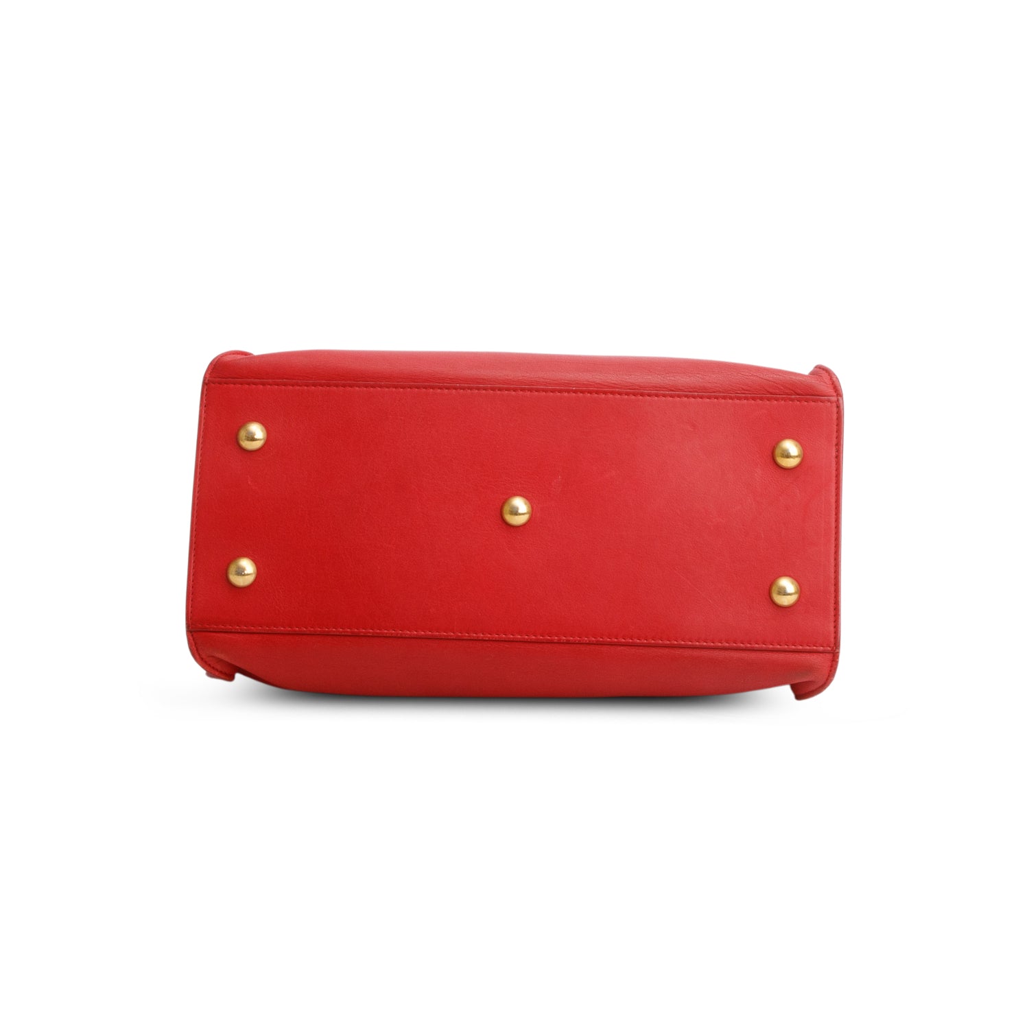 Saint Laurent Red Sheepskin Small Cabas ChYc w/ Strap