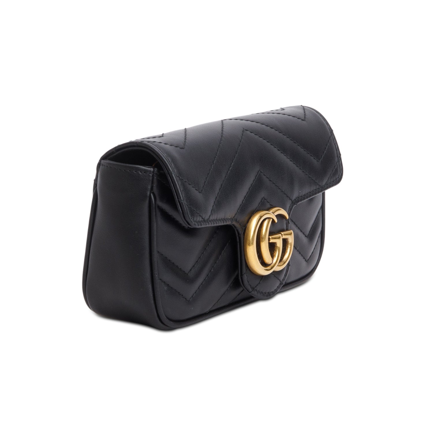 Gucci Black GG Marmont Matelasse Leather Super Mini Bag w/ Box