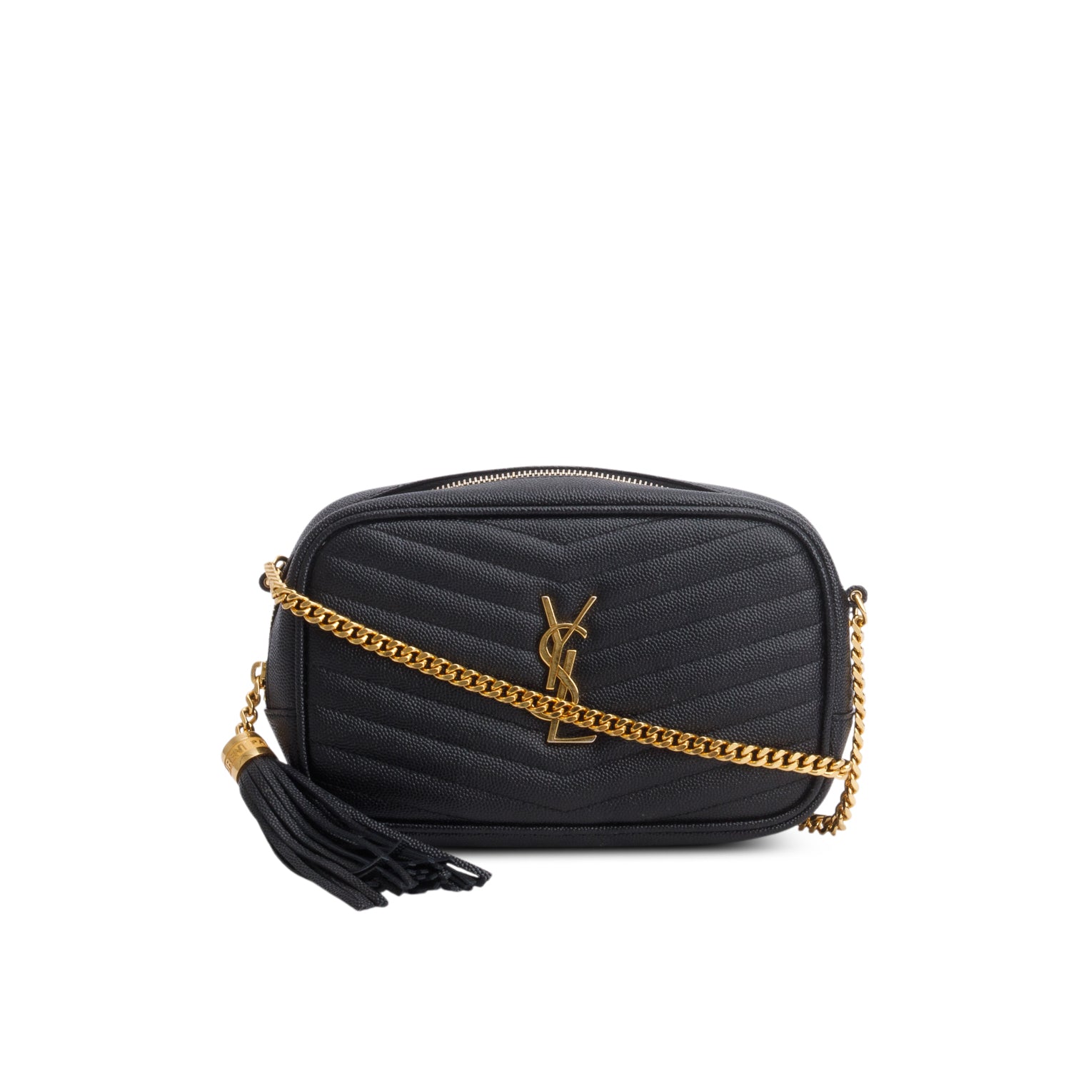 Saint Laurent 2021 Black Grain de Poudre Matelasse Monogram Mini Lou Camera