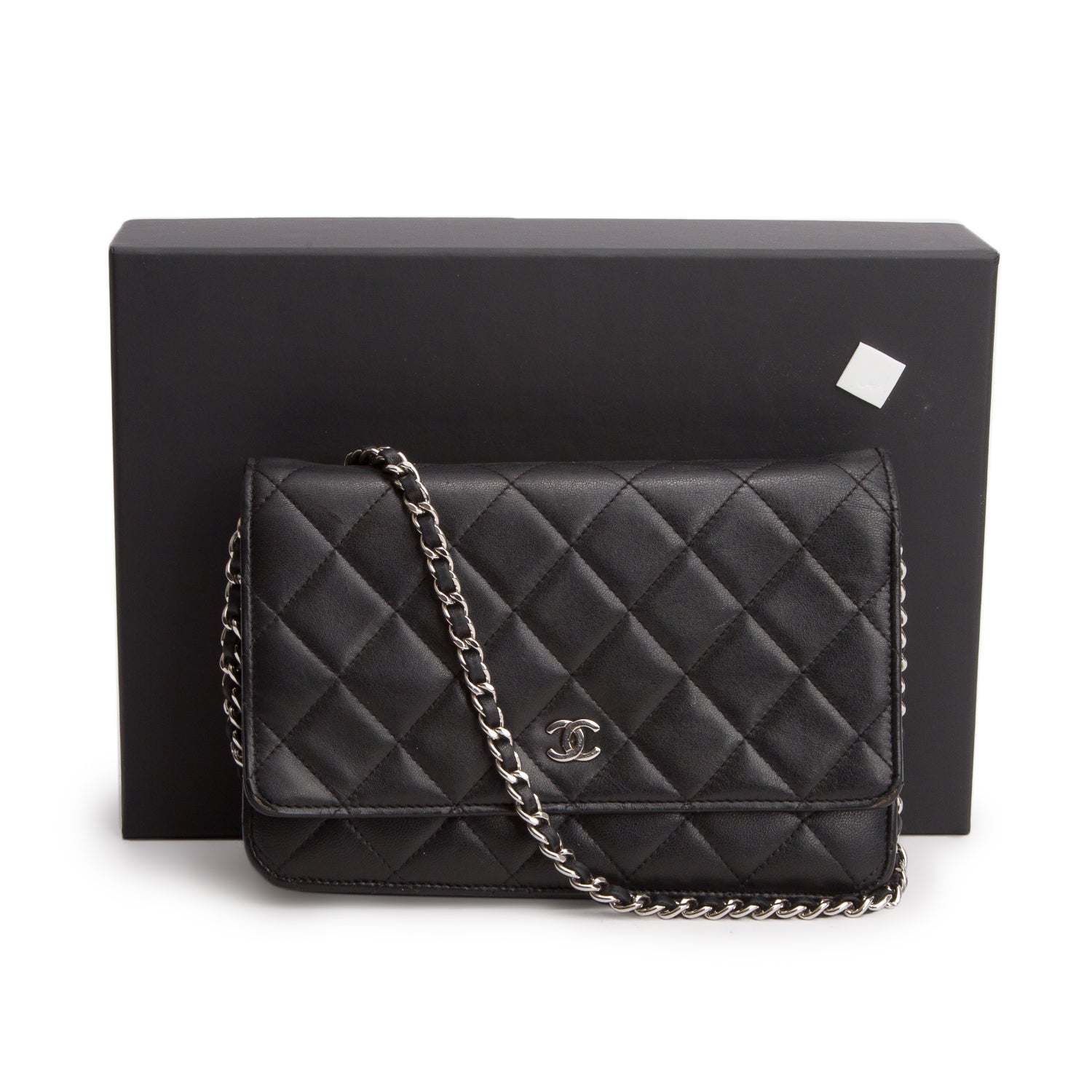 Chanel Black Quilted Lambskin Leather Classic Wallet on Chain w/ Box, Authenticity Card, & Receipt