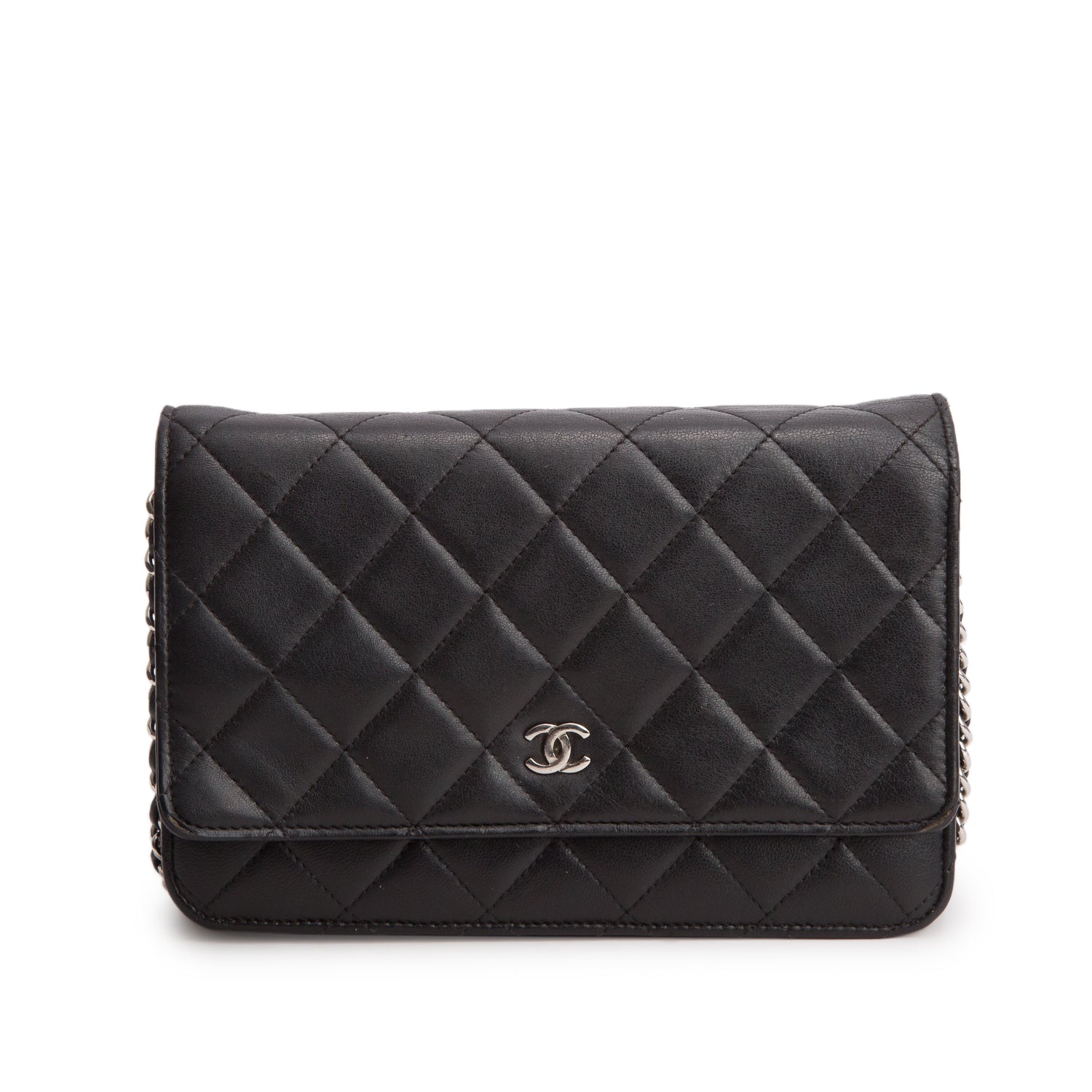 Chanel Black Quilted Lambskin Leather Classic Wallet on Chain w/ Box, Authenticity Card, & Receipt