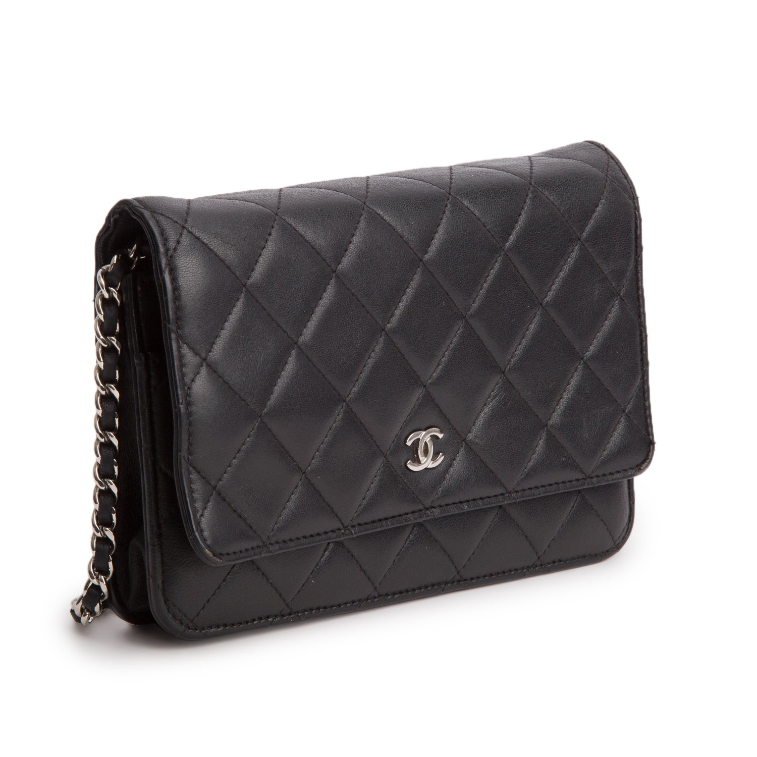 Chanel Black Quilted Lambskin Leather Classic Wallet on Chain w/ Box, Authenticity Card, & Receipt
