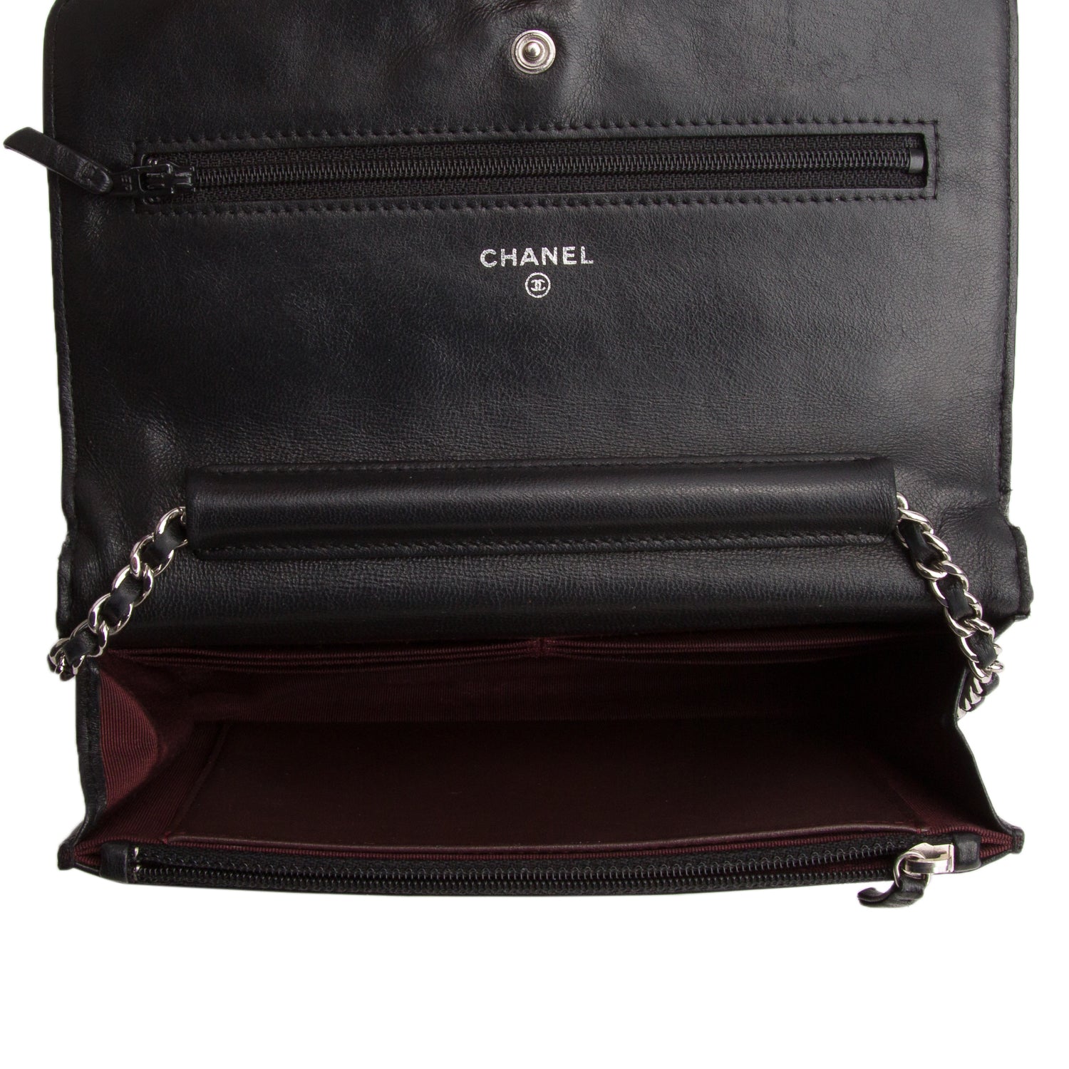Chanel Black Quilted Lambskin Leather Classic Wallet on Chain w/ Box, Authenticity Card, & Receipt