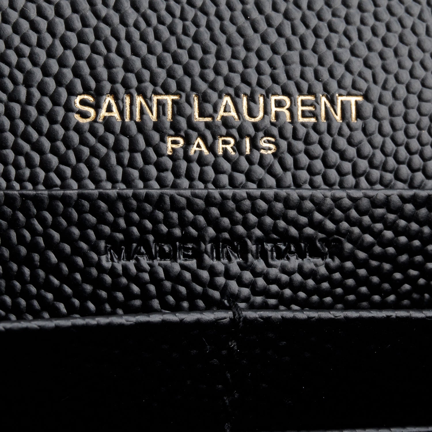 Saint Laurent 2025 Black Grain de Poudre Matelasse Chevron Monogram Cassandre Envelope Chain Wallet w/ Box & Receipt
