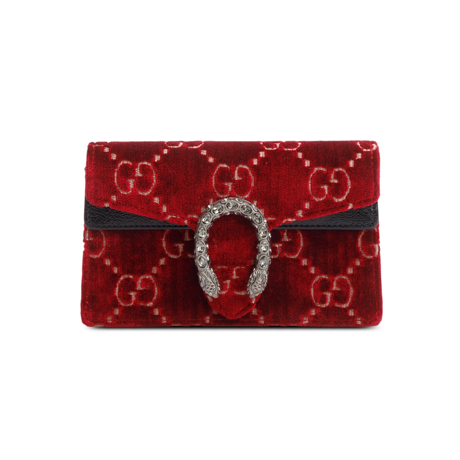Gucci Red Velvet Skipper Crystal GG Monogram Super Mini Dionysus