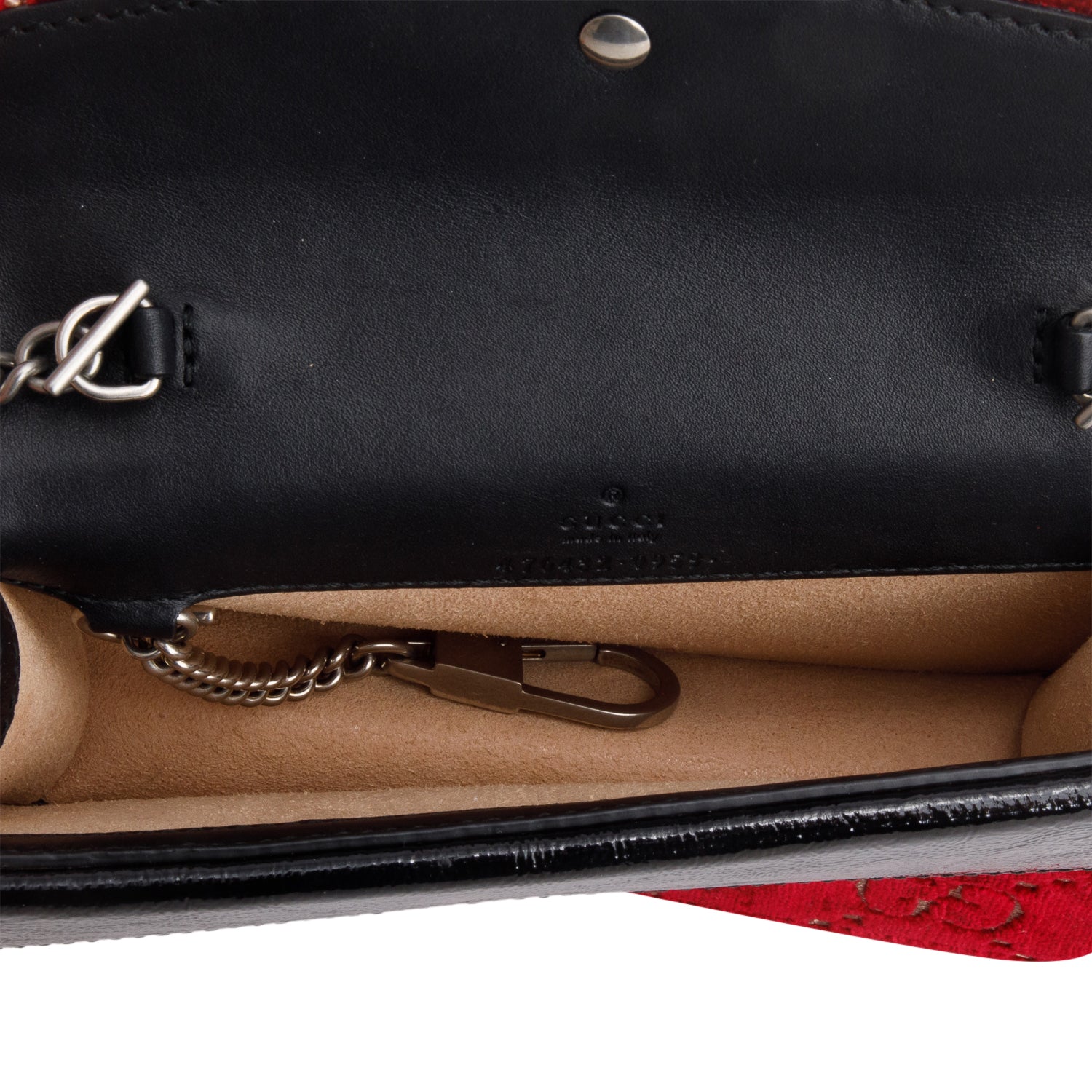 Gucci Red Velvet Skipper Crystal GG Monogram Super Mini Dionysus