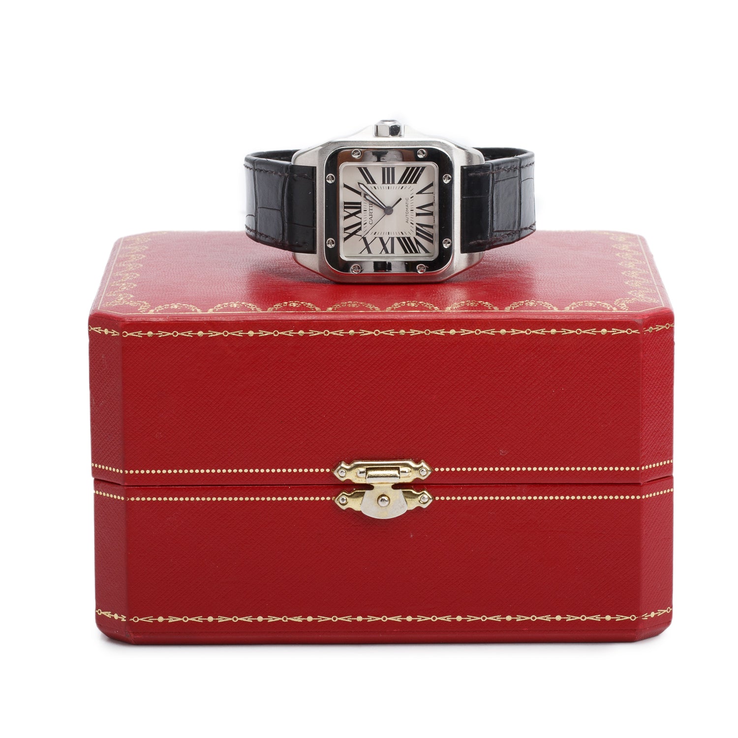 Cartier Stainless Steel Santos 100 XL Automatic Watch Silver Dial 2656 w/ Box