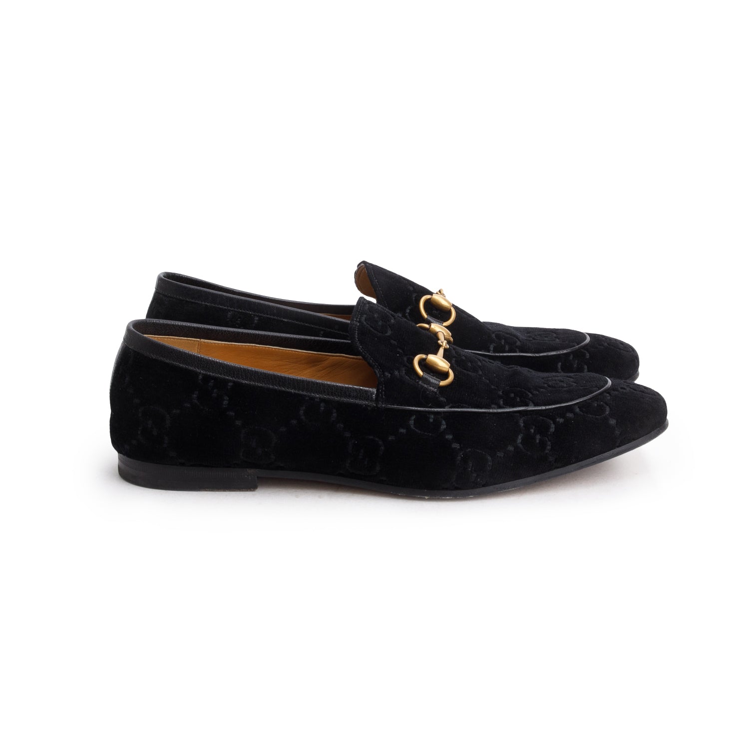 Gucci Black Velvet GG Monogram Horsebit Jordaan Loafers, Men's Size 9.5 w/ Box