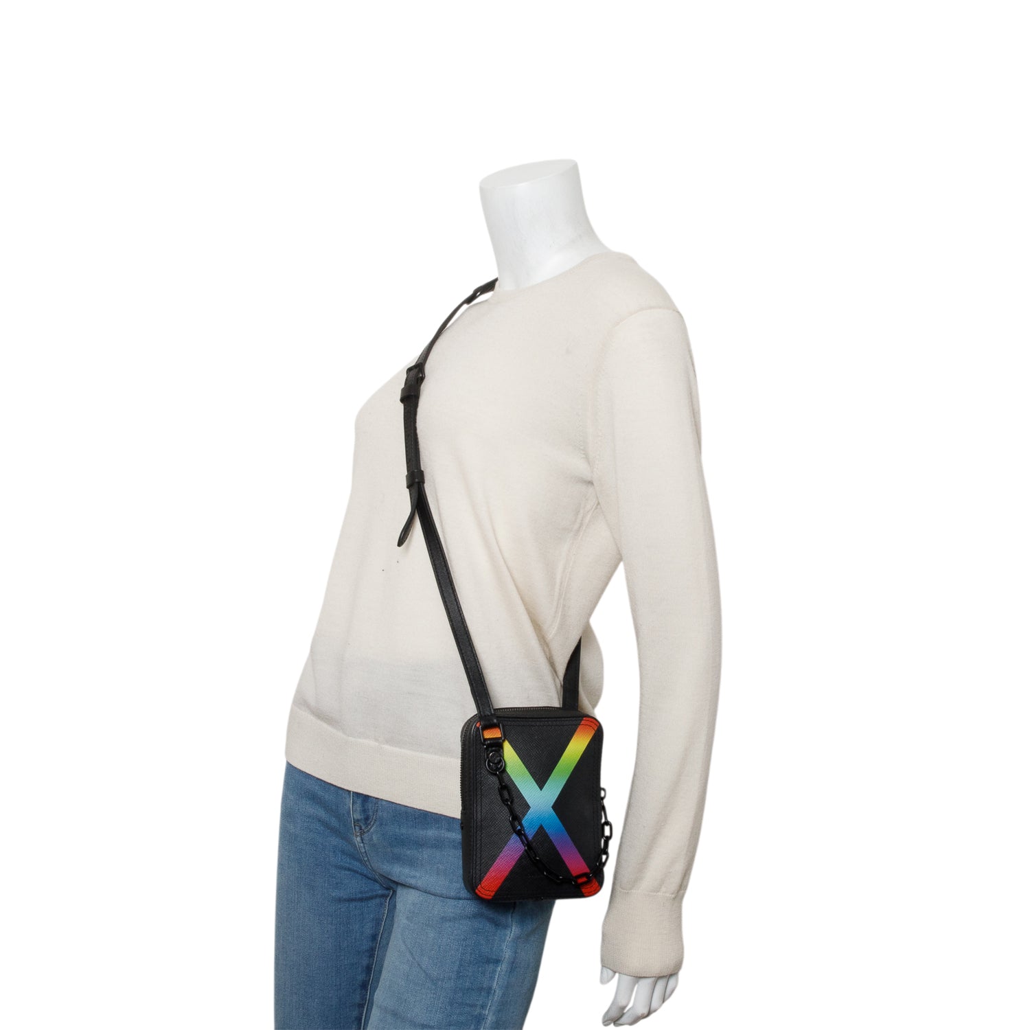 Louis Vuitton Black Taiga Leather Rainbow Danube