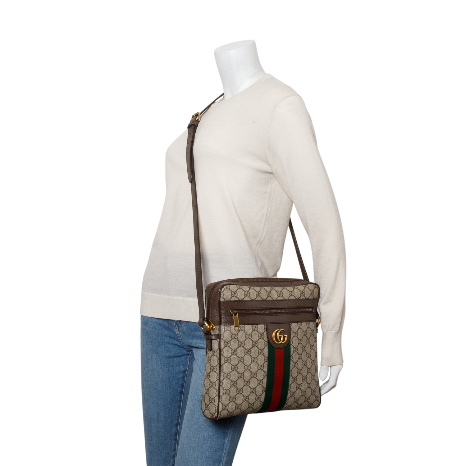 Gucci GG Supreme Monogram Web Medium Ophidia Messenger Bag
