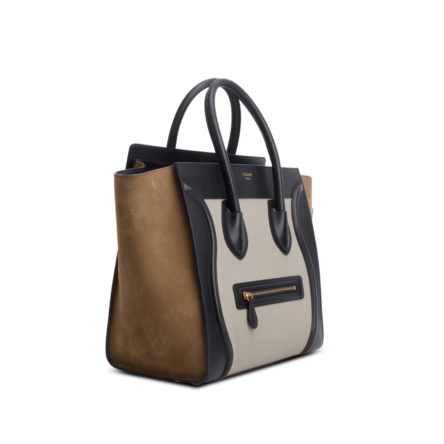 Celine Tri-Color Drummed Calfskin Suede Mini Luggage Tote